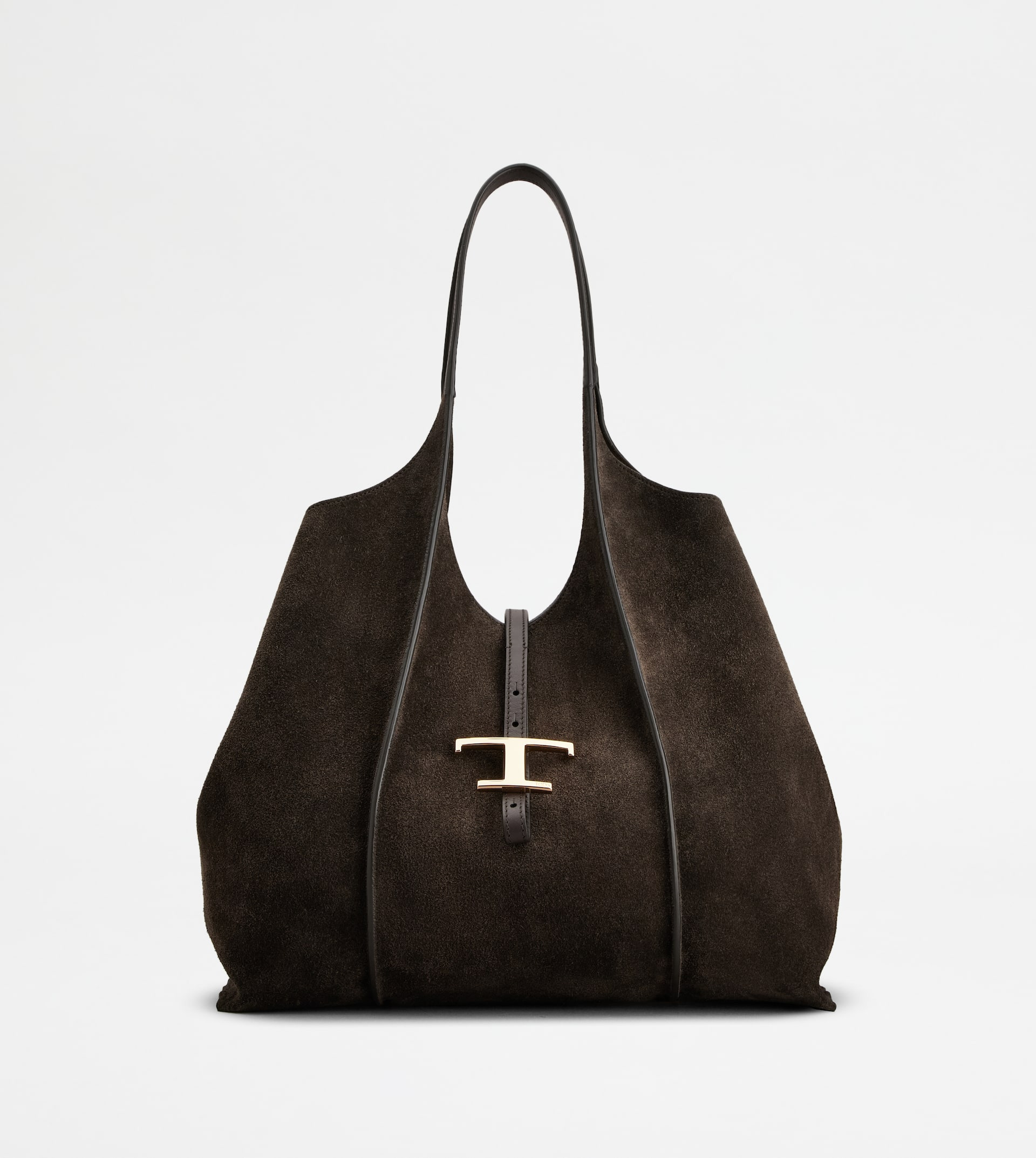 t timeless shopping bag in suede medium - brown