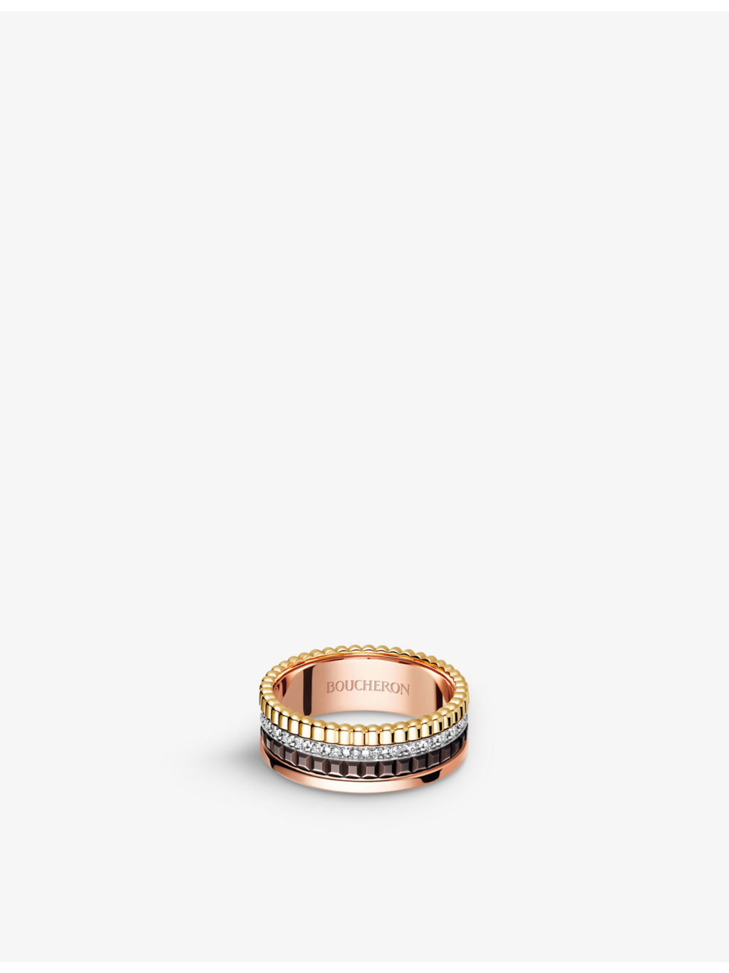 quatre classique 18ct yellow-gold, white-gold, pink-gold and 0.24ct diamond ring