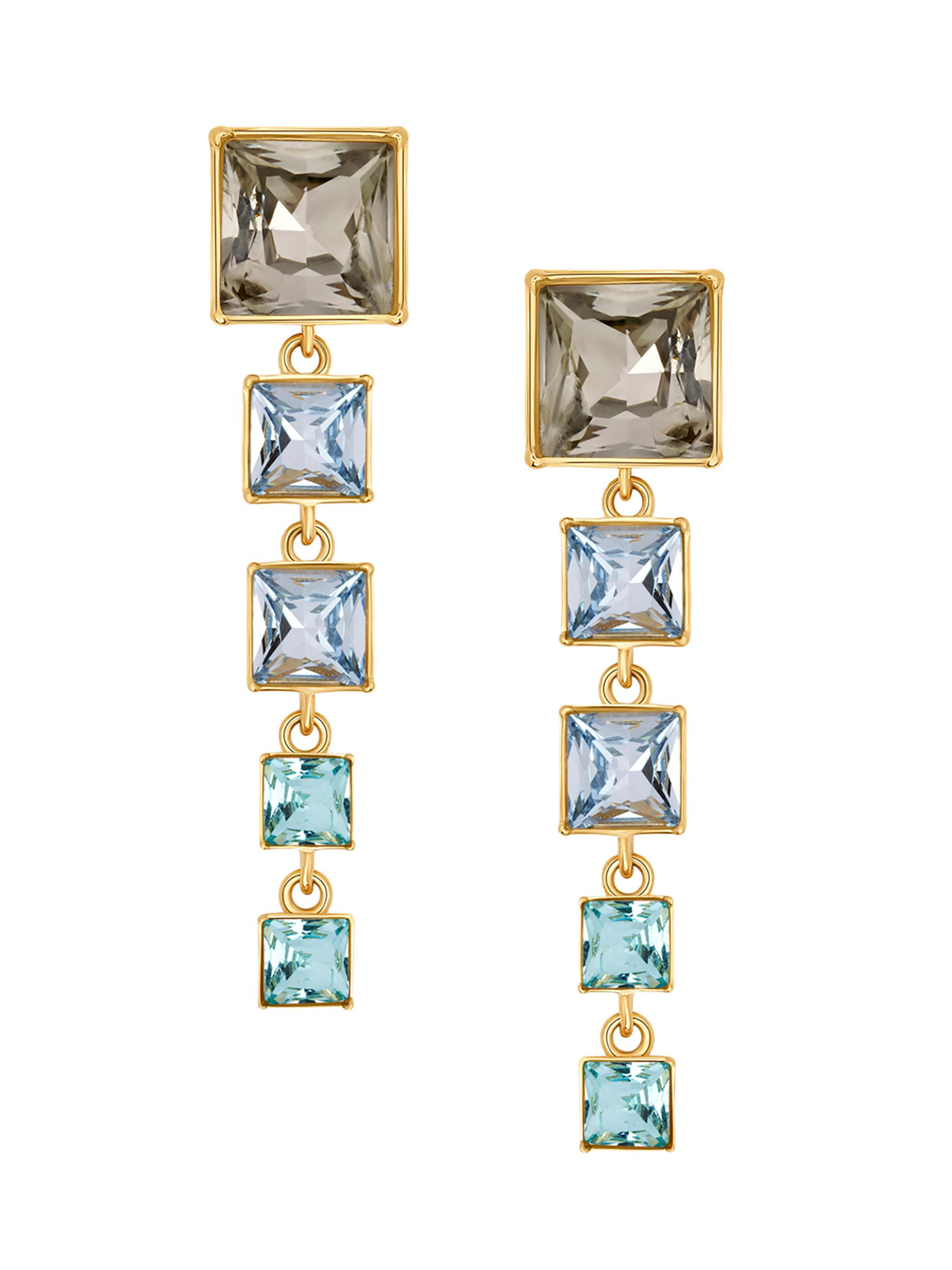 women's 24k-gold-plated & glass crystal drop earrings - sapphire