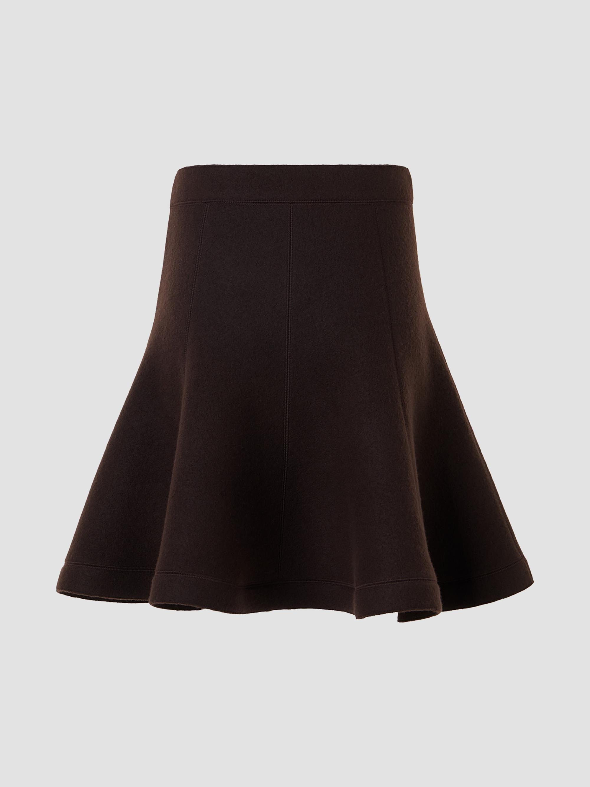 women's boiled wool panel mini skirt - espresso