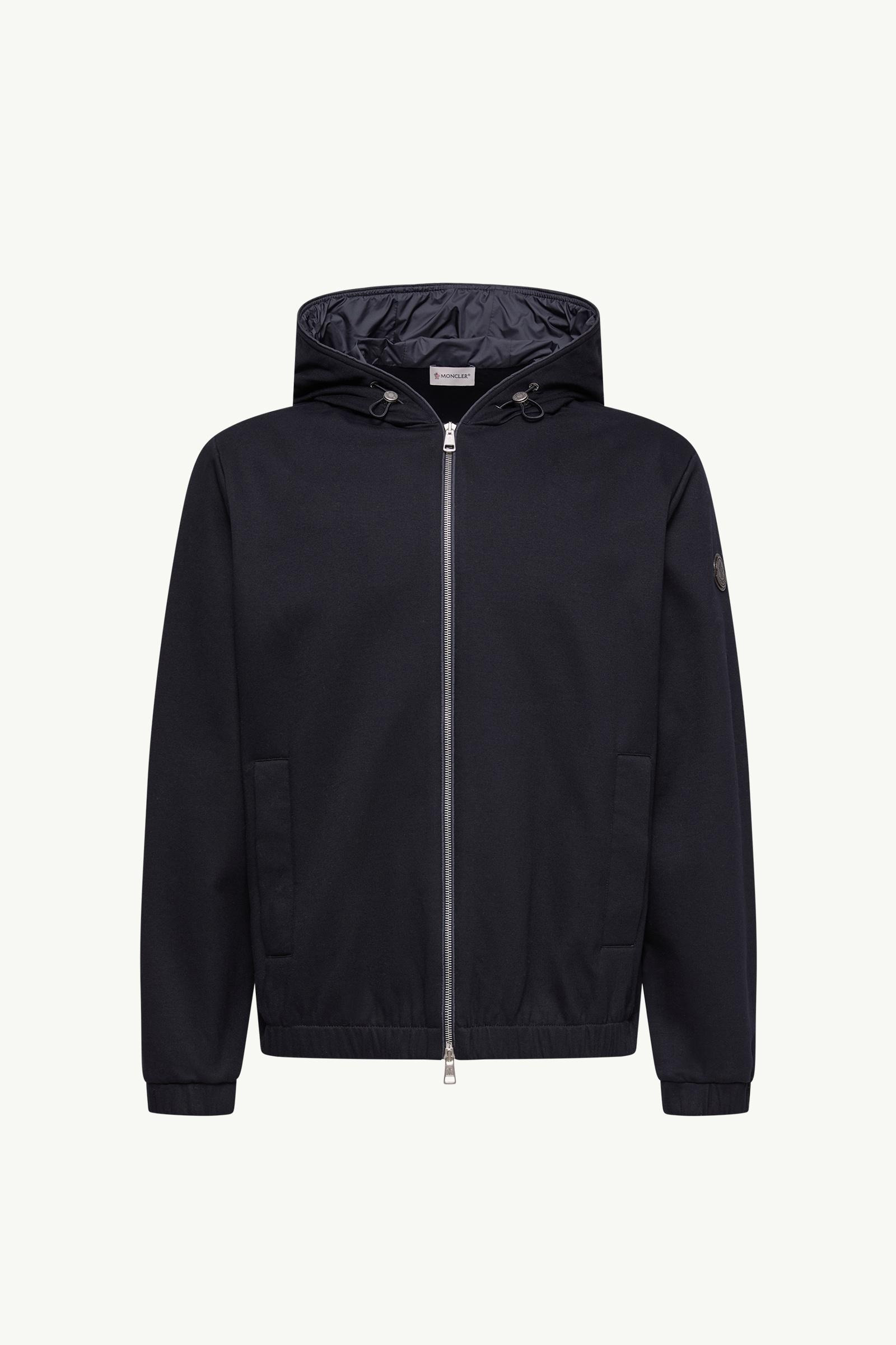 leather logo cotton blend zip-up hoodie