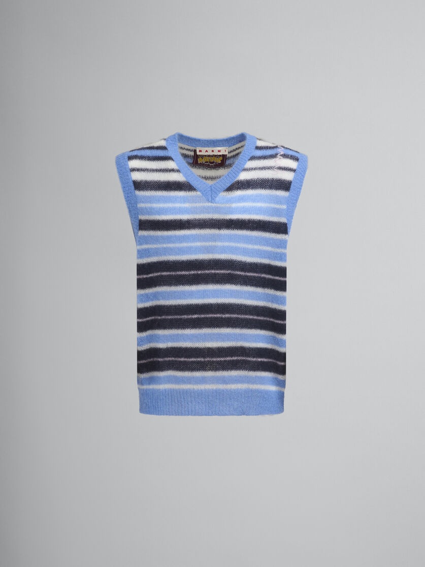 light blue brushed mohair stripe gilet