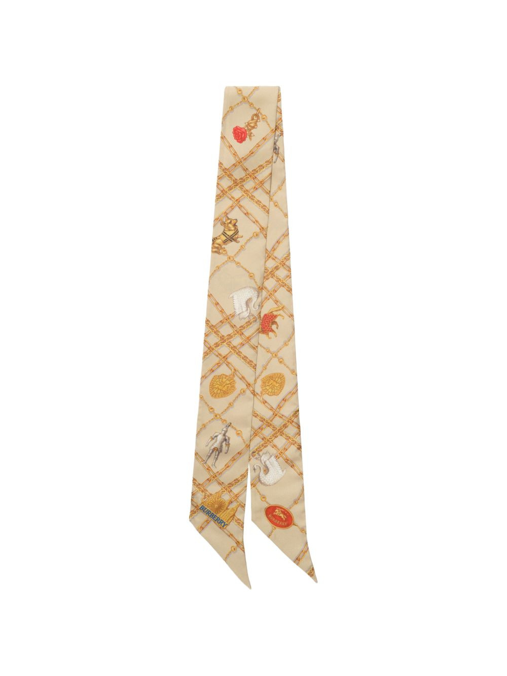 skinny check charm silk scarf