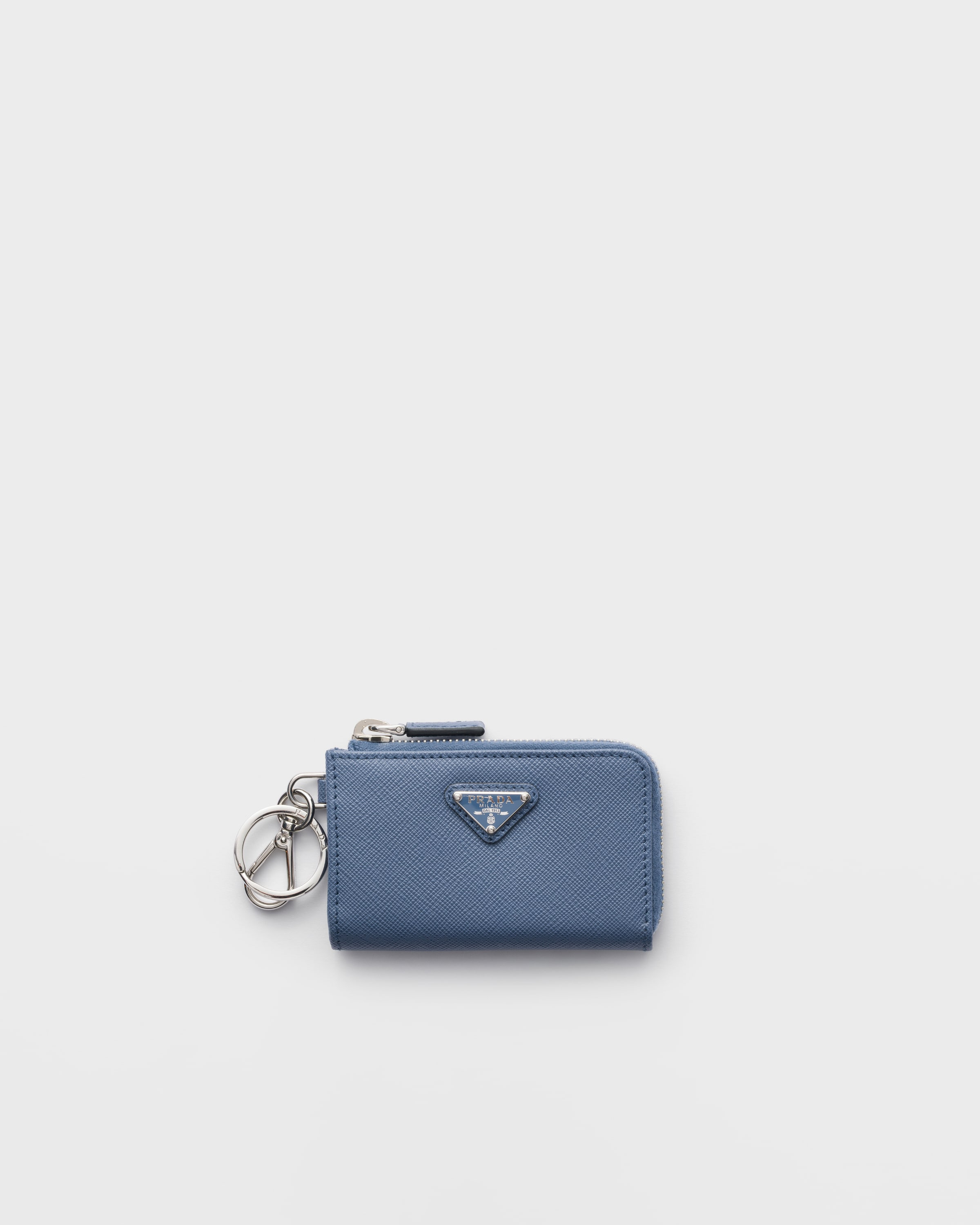 saffiano leather mini pouch with keychain