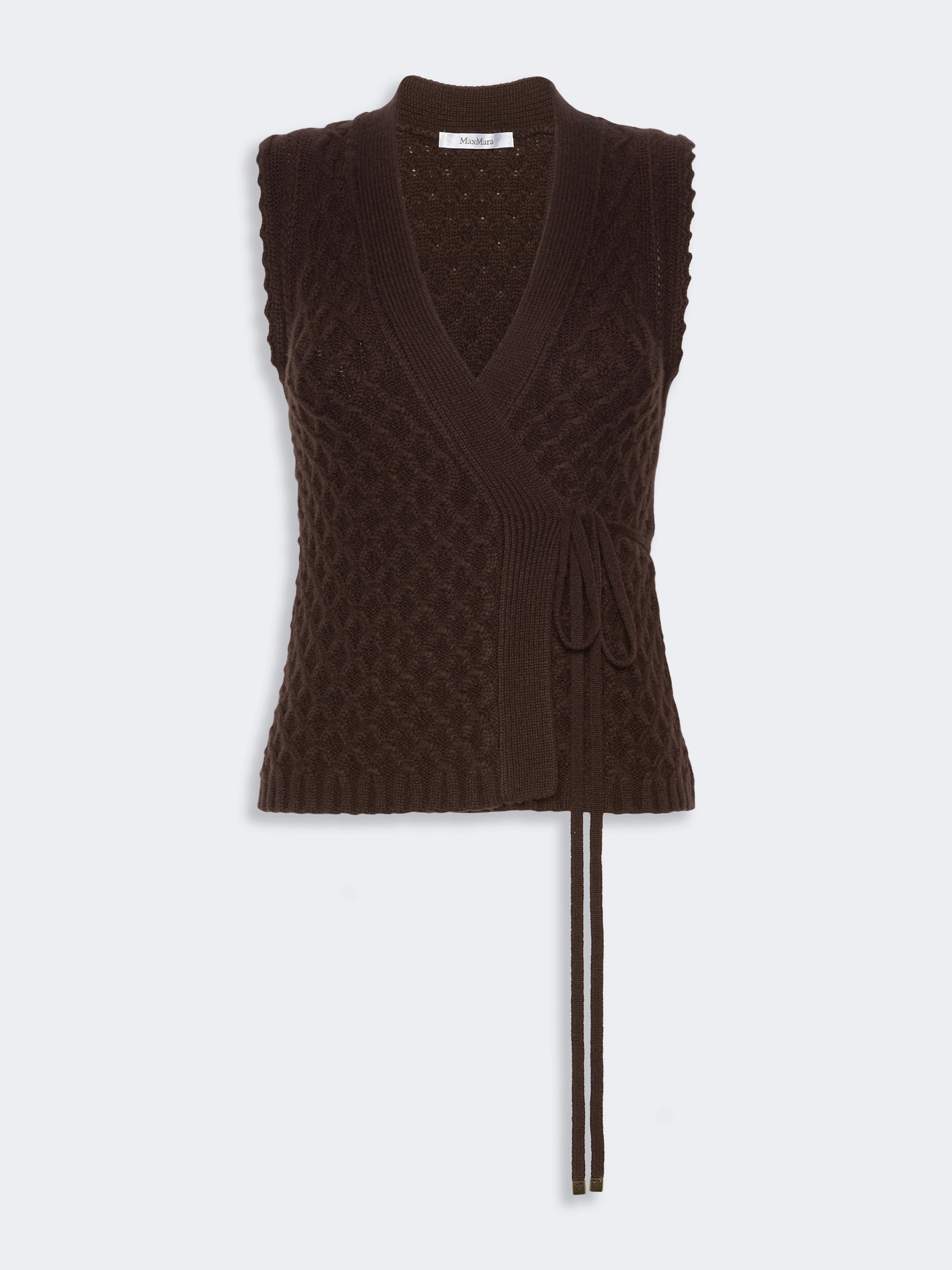lembo wool and cashmere yarn gilet - dark brown