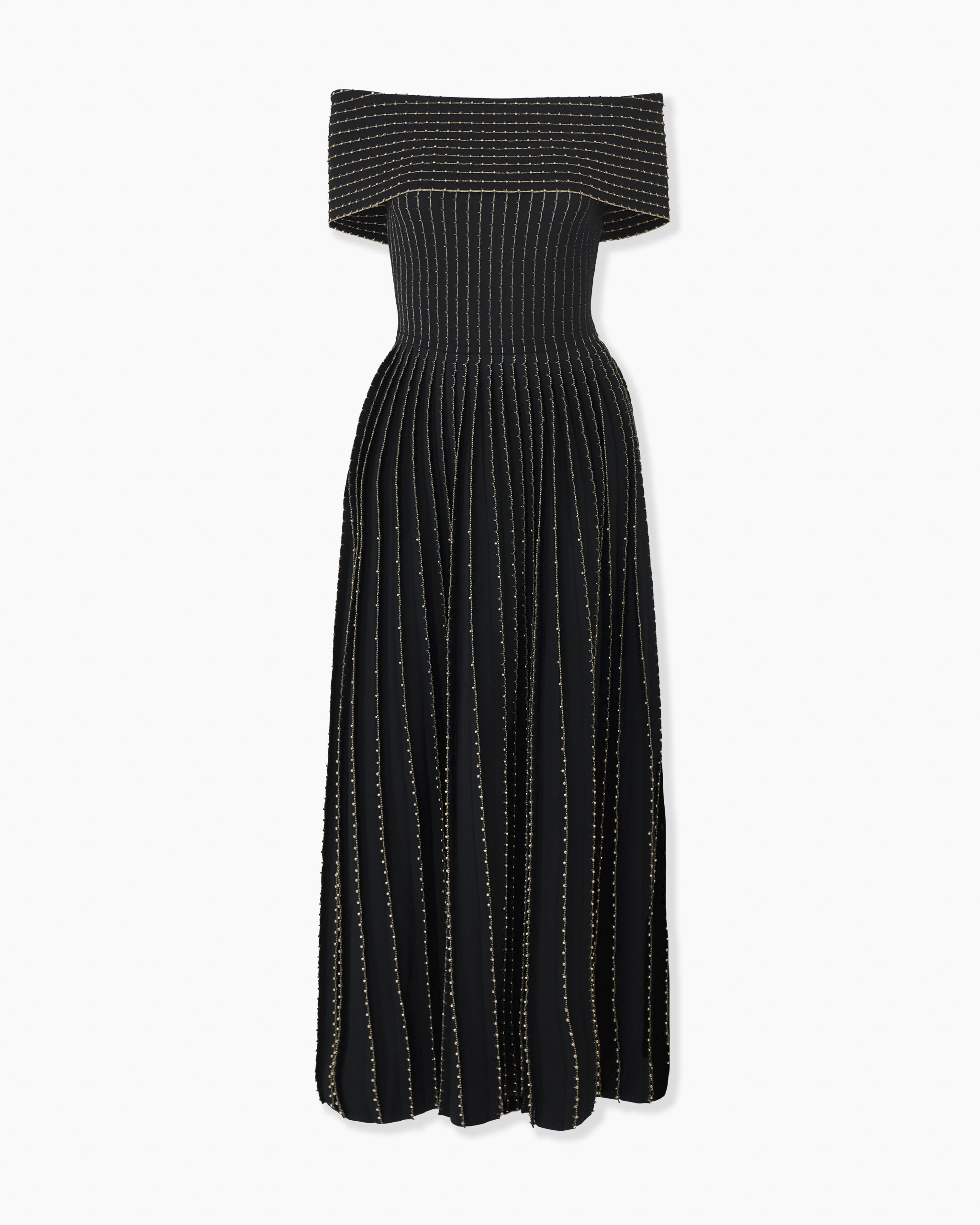 bead-embroidered off-shoulder dress