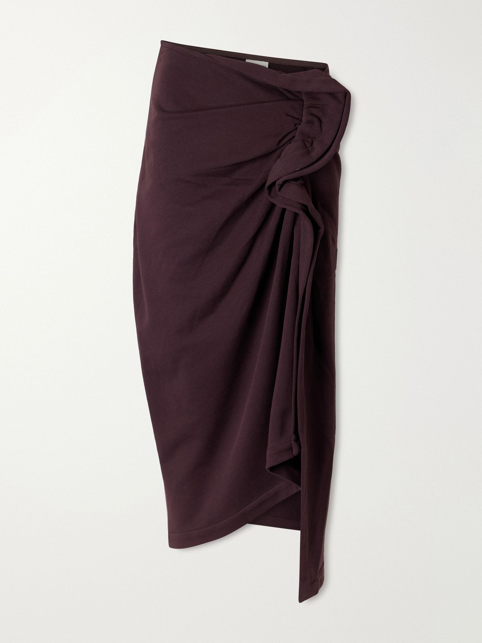 draped cotton-jersey midi skirt burgundy