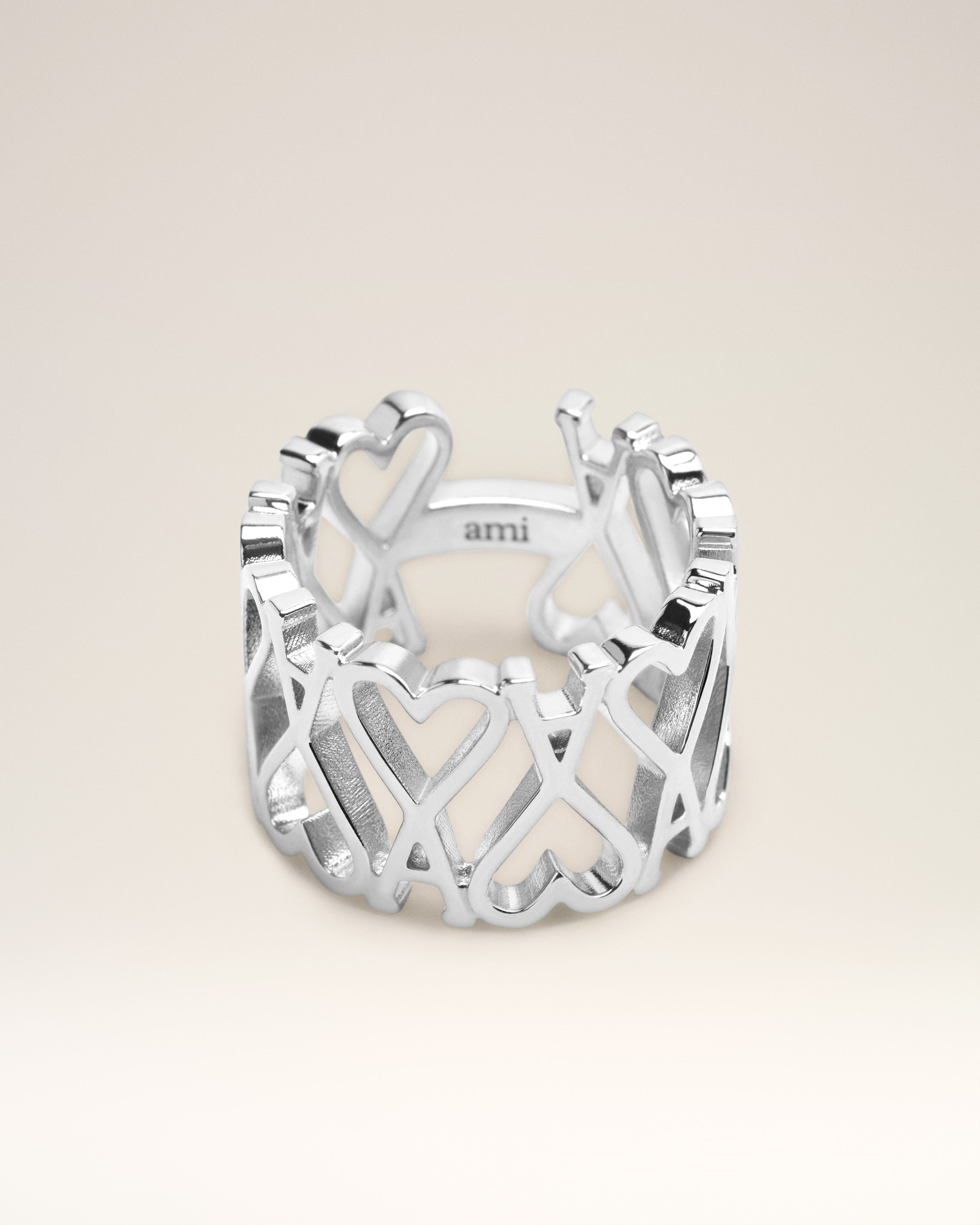 silver brass ami de coeur ring