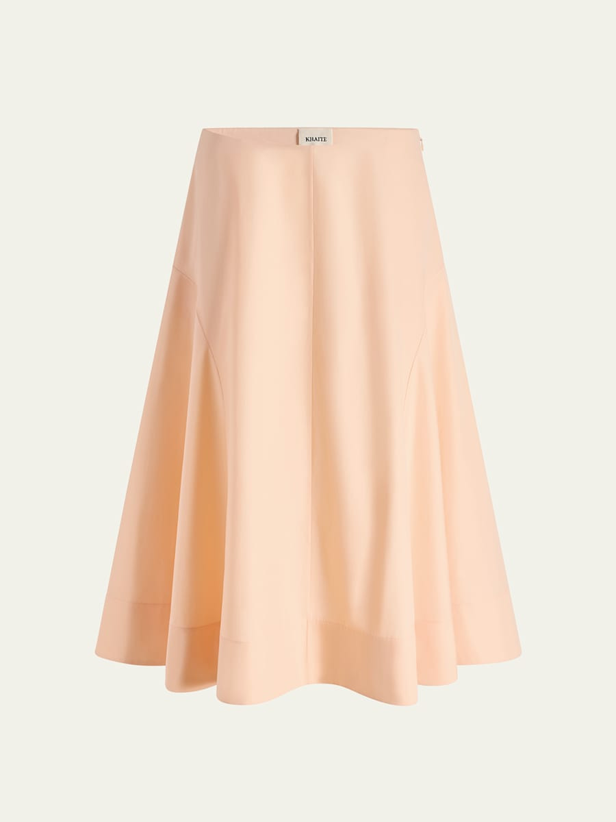 artin paneled cotton midi skirt