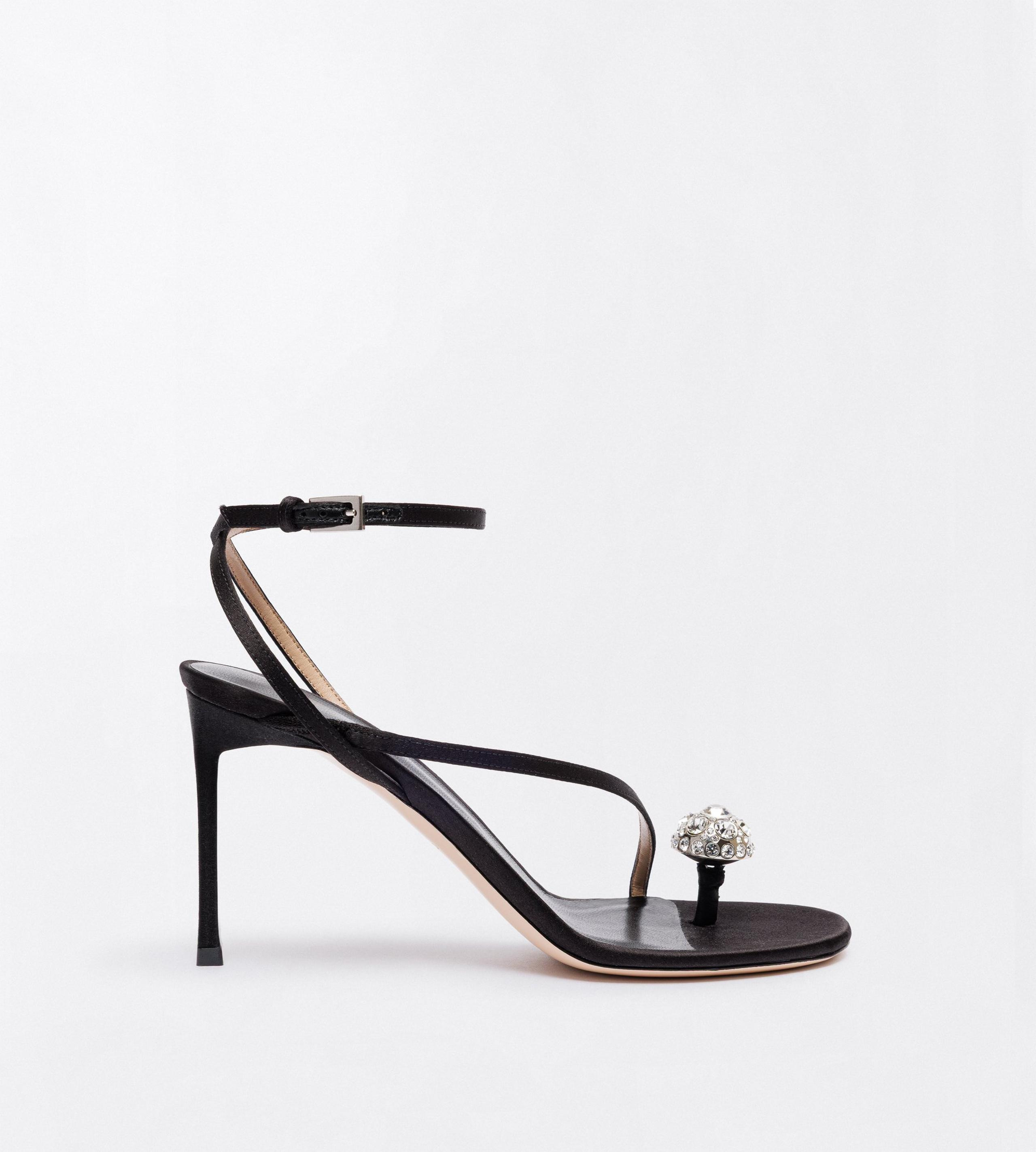 satin and crystal stones cassia ankle strap sandal