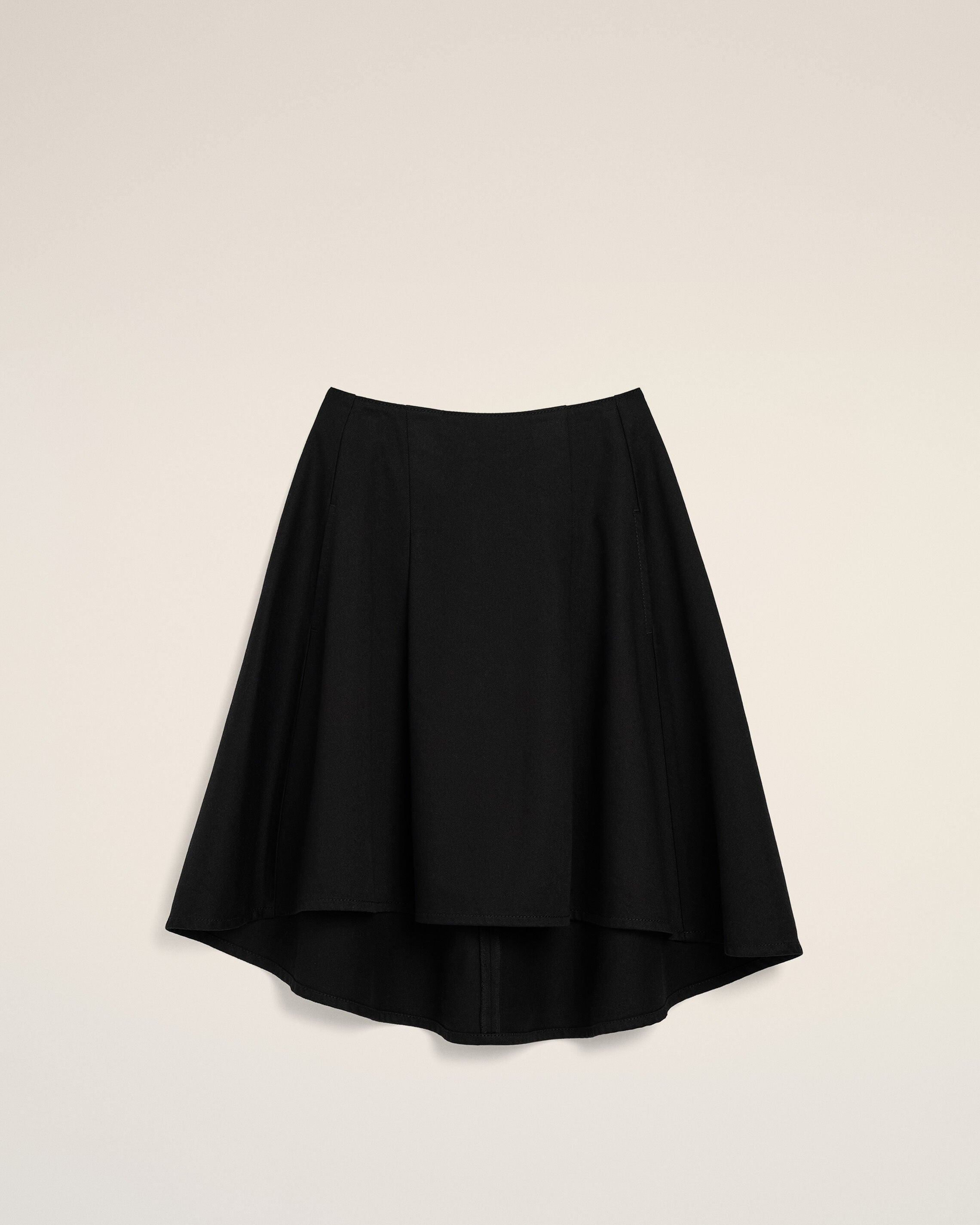 black midi a-line cotton skirt
