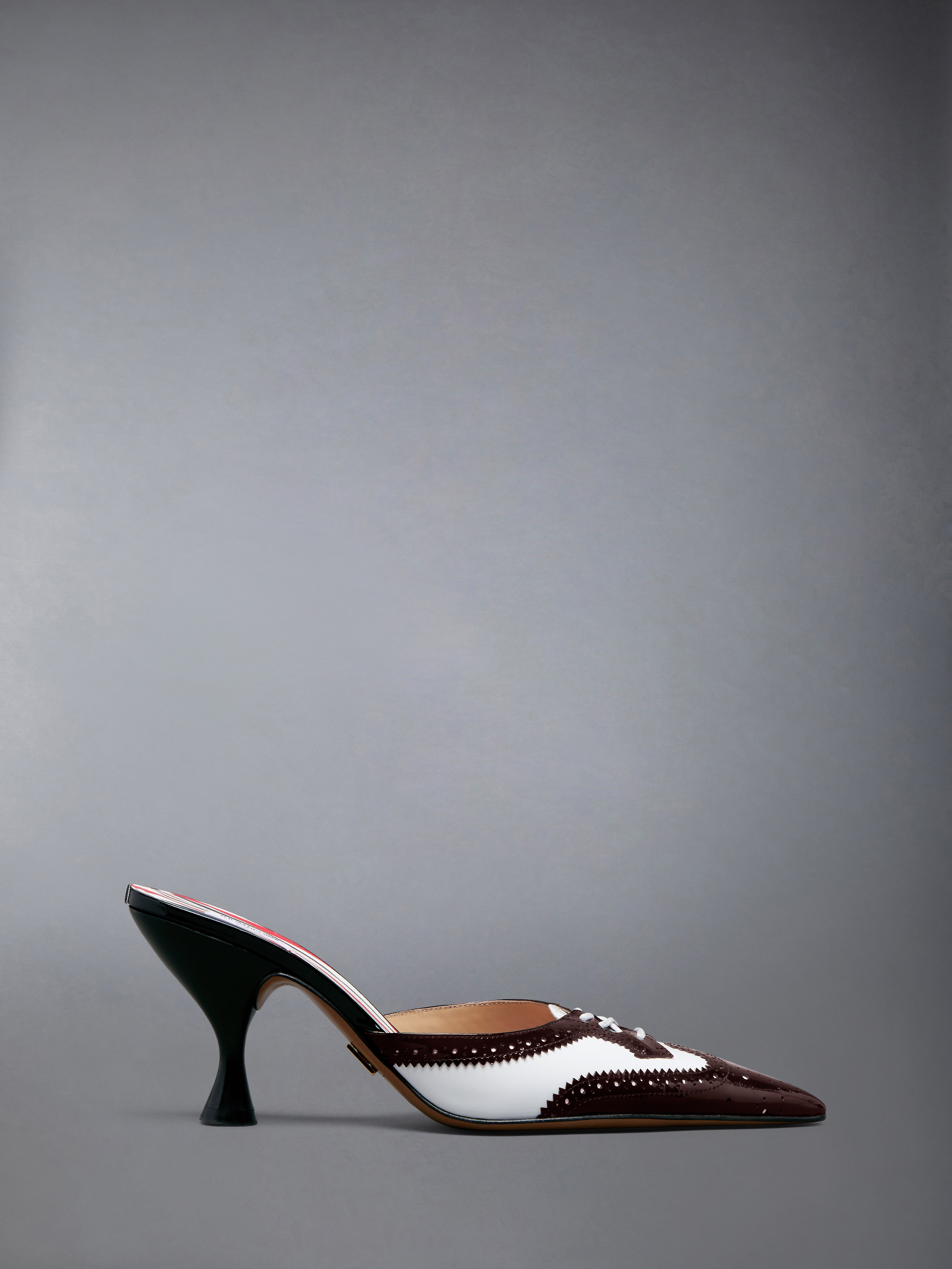 soft spazzolato shiny calf heeled mule 75mm
