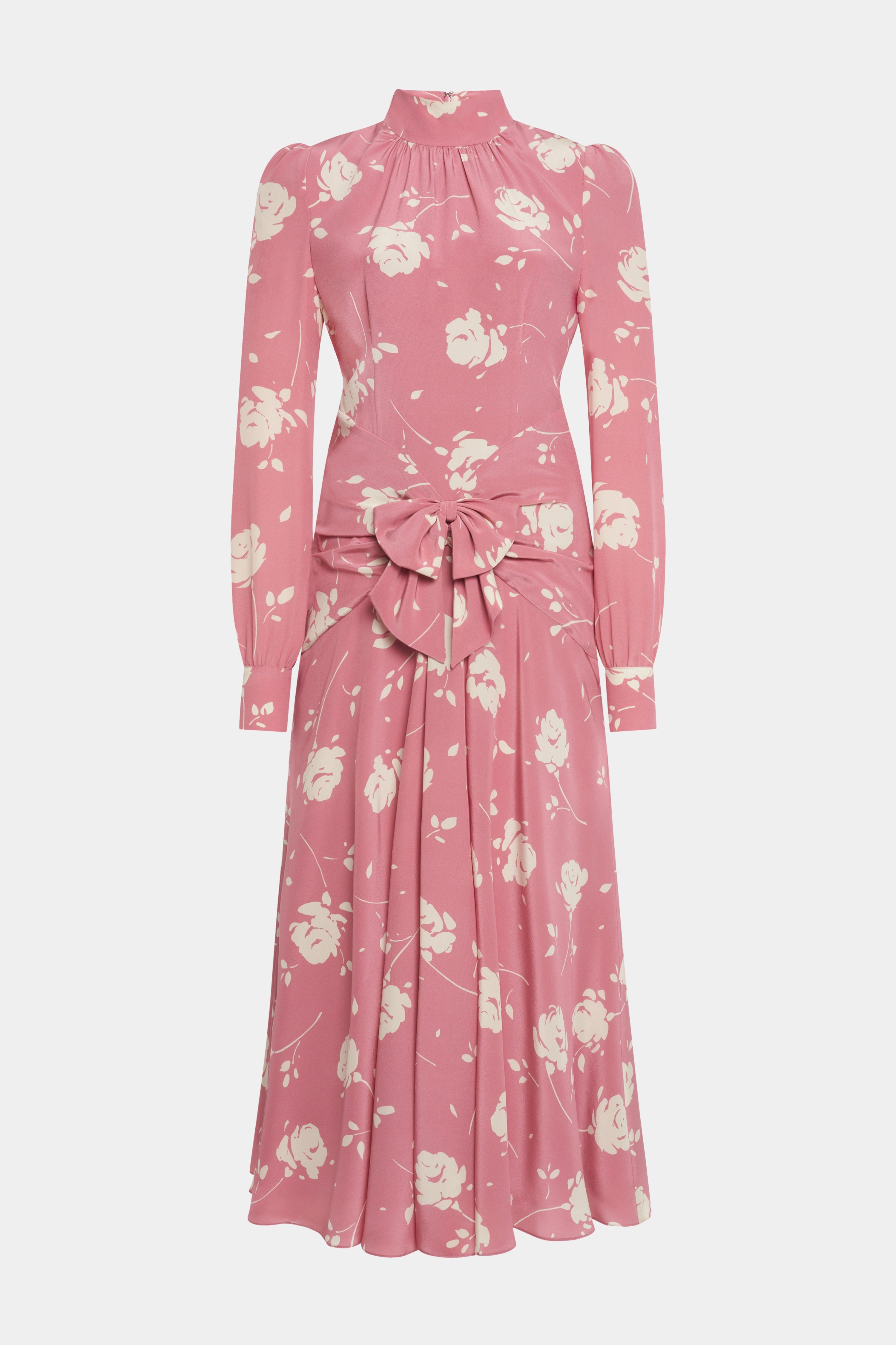 rose print high neck dress