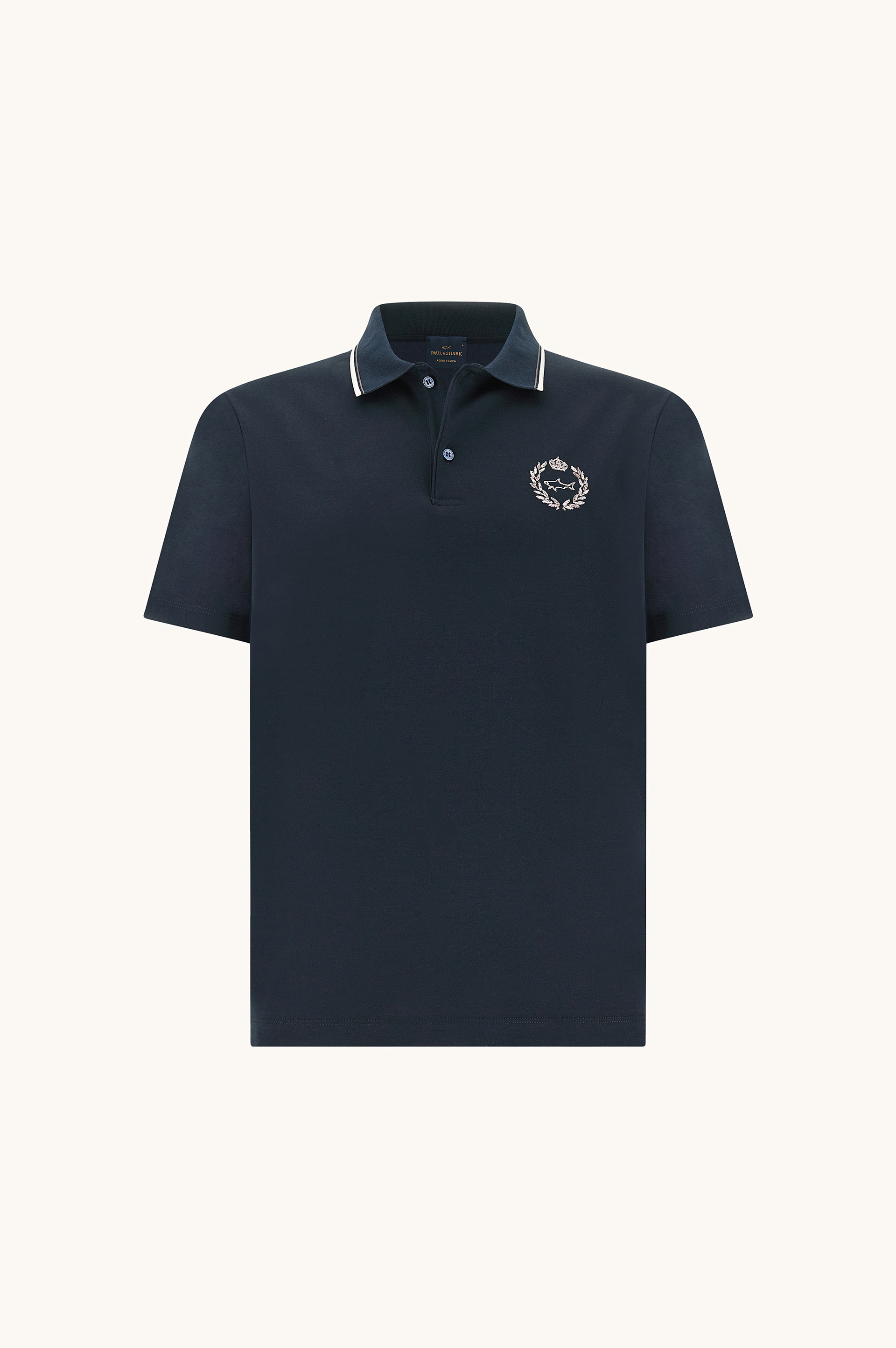 polo shirt in aqua touch cotton with heraldic embroidery