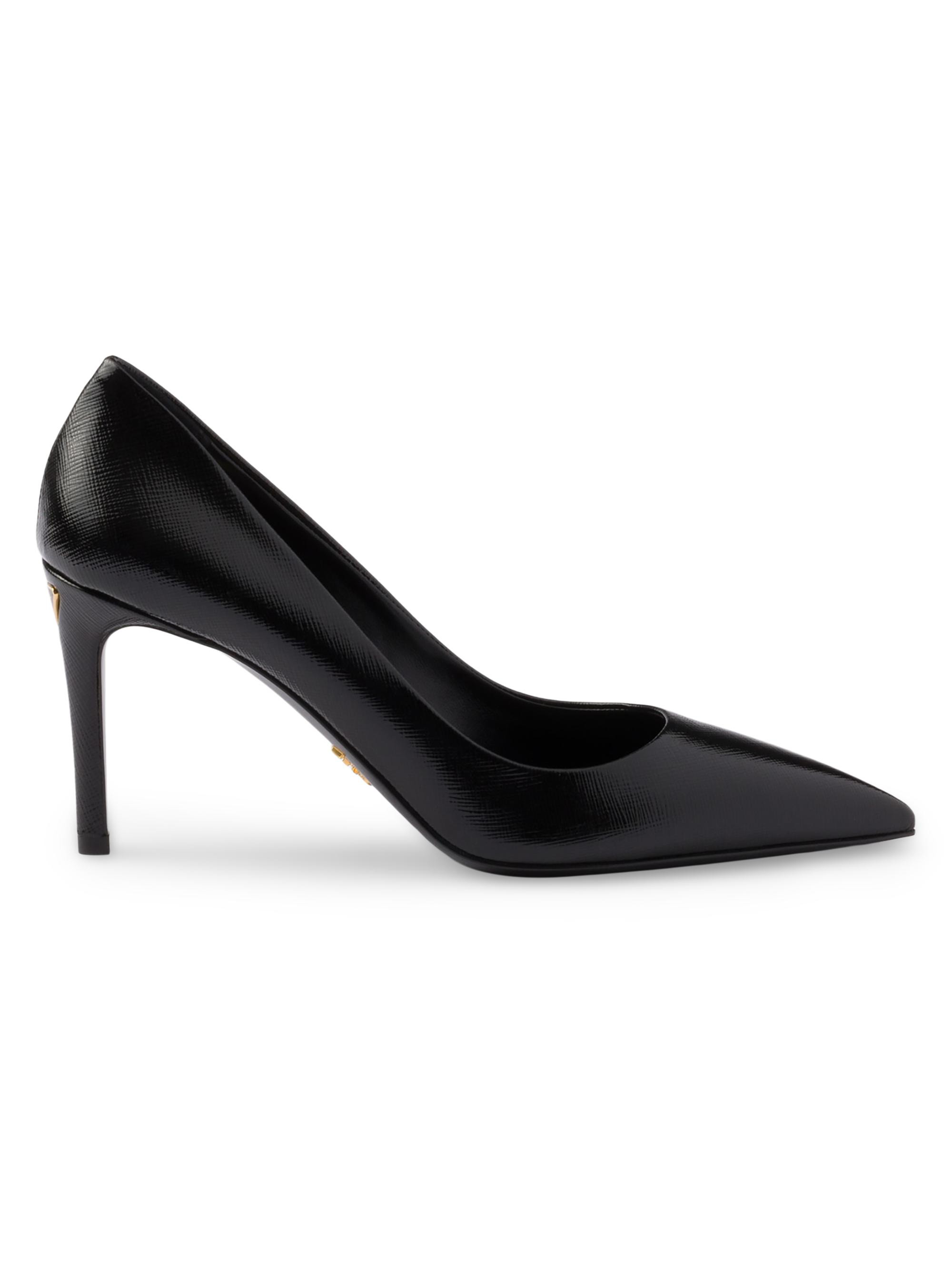 women's patent saffiano 85mm leather pumps - black