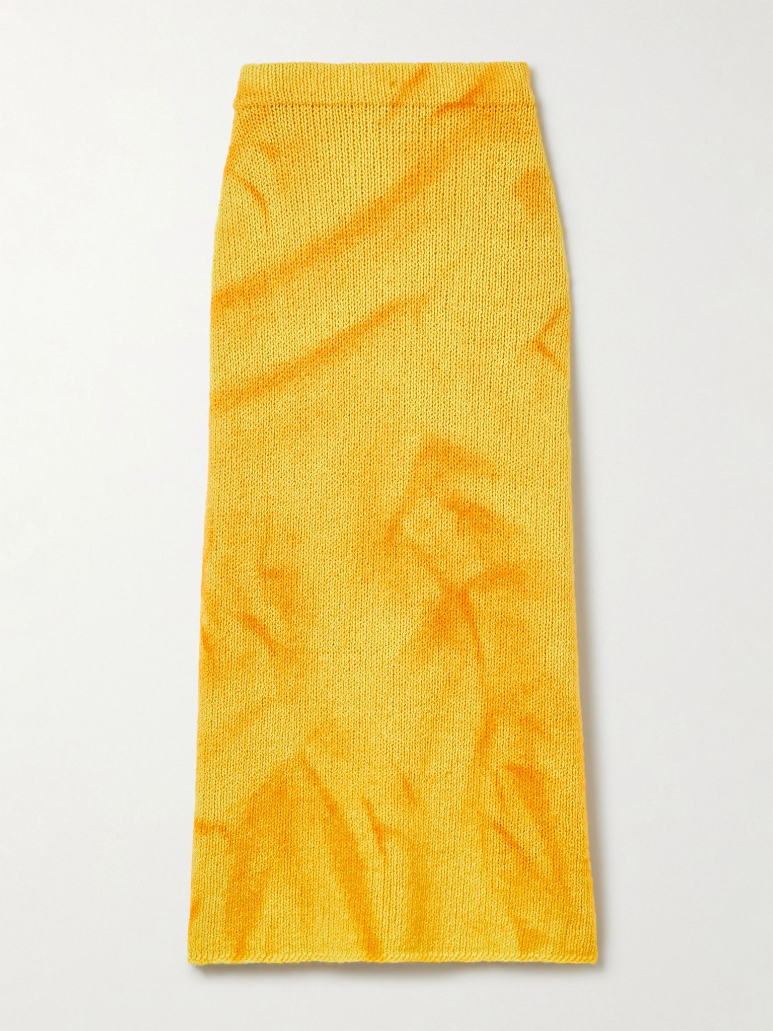 dorcas tie-dyed cashmere midi skirt yellow