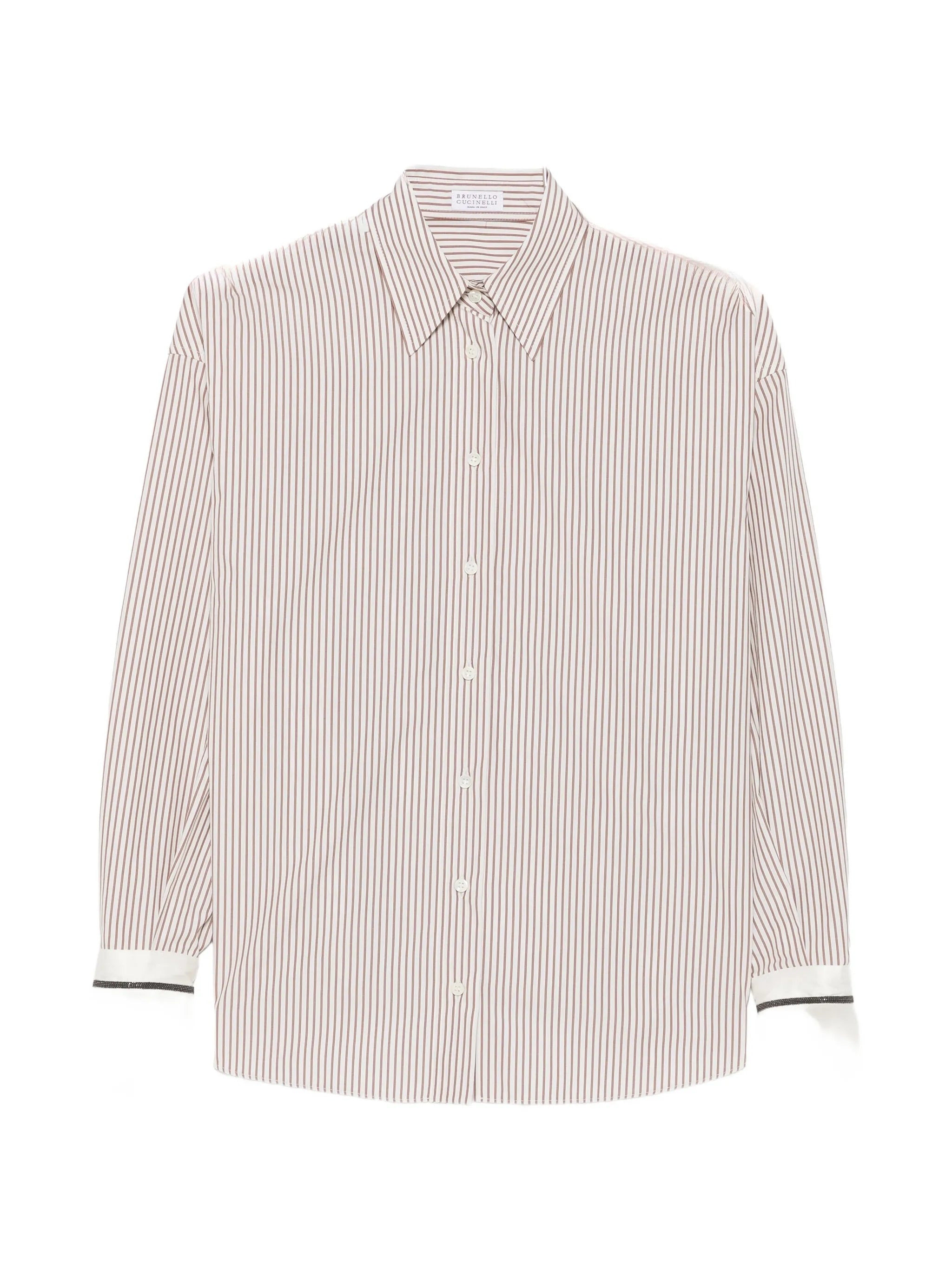 brunello cucinelli vertical-stripe long-sleeve shirt