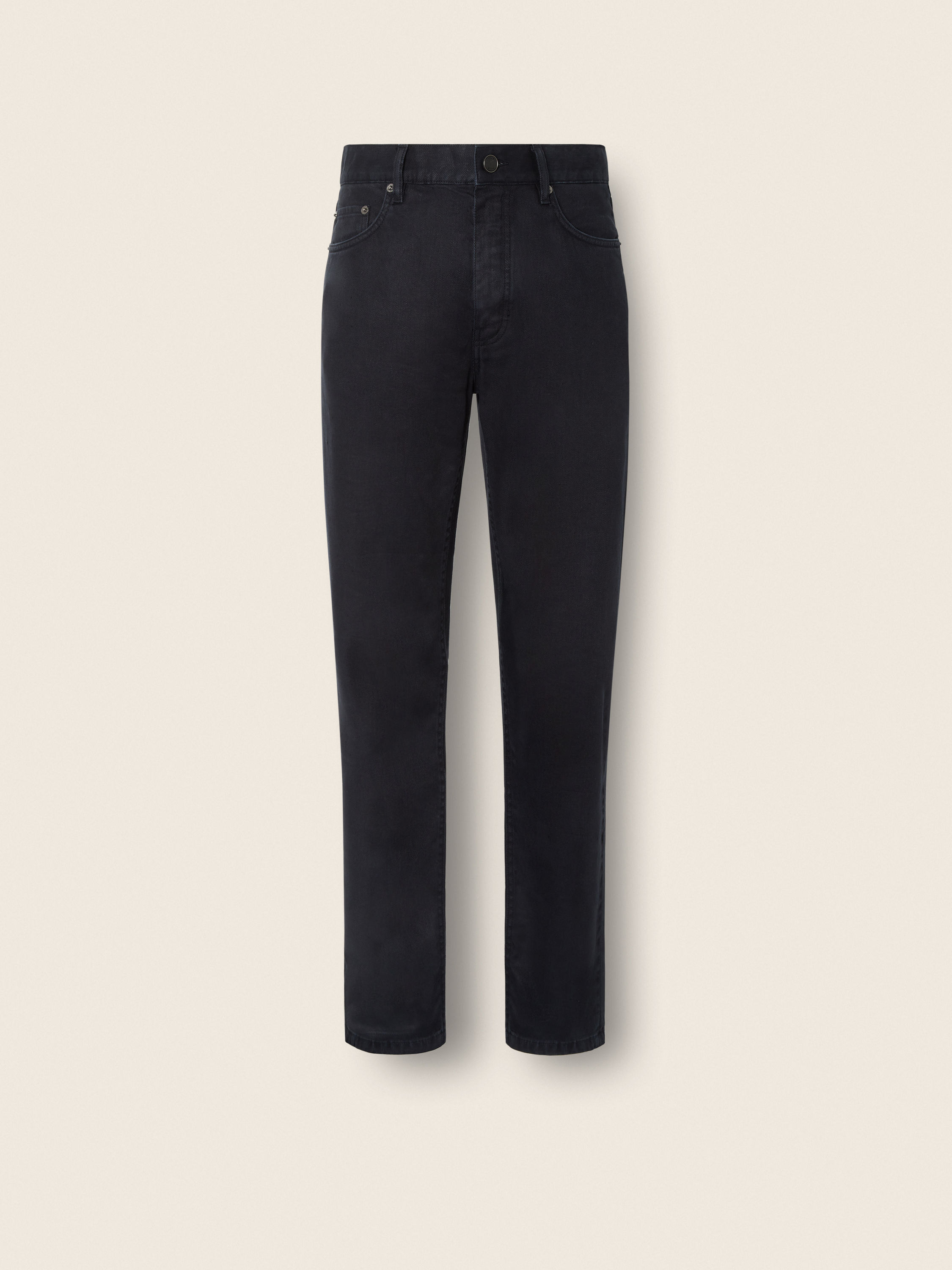 navy blue stretch cotton and linen roccia pants