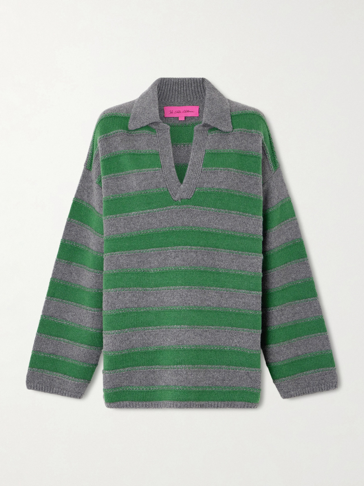dume striped cashmere polo sweater