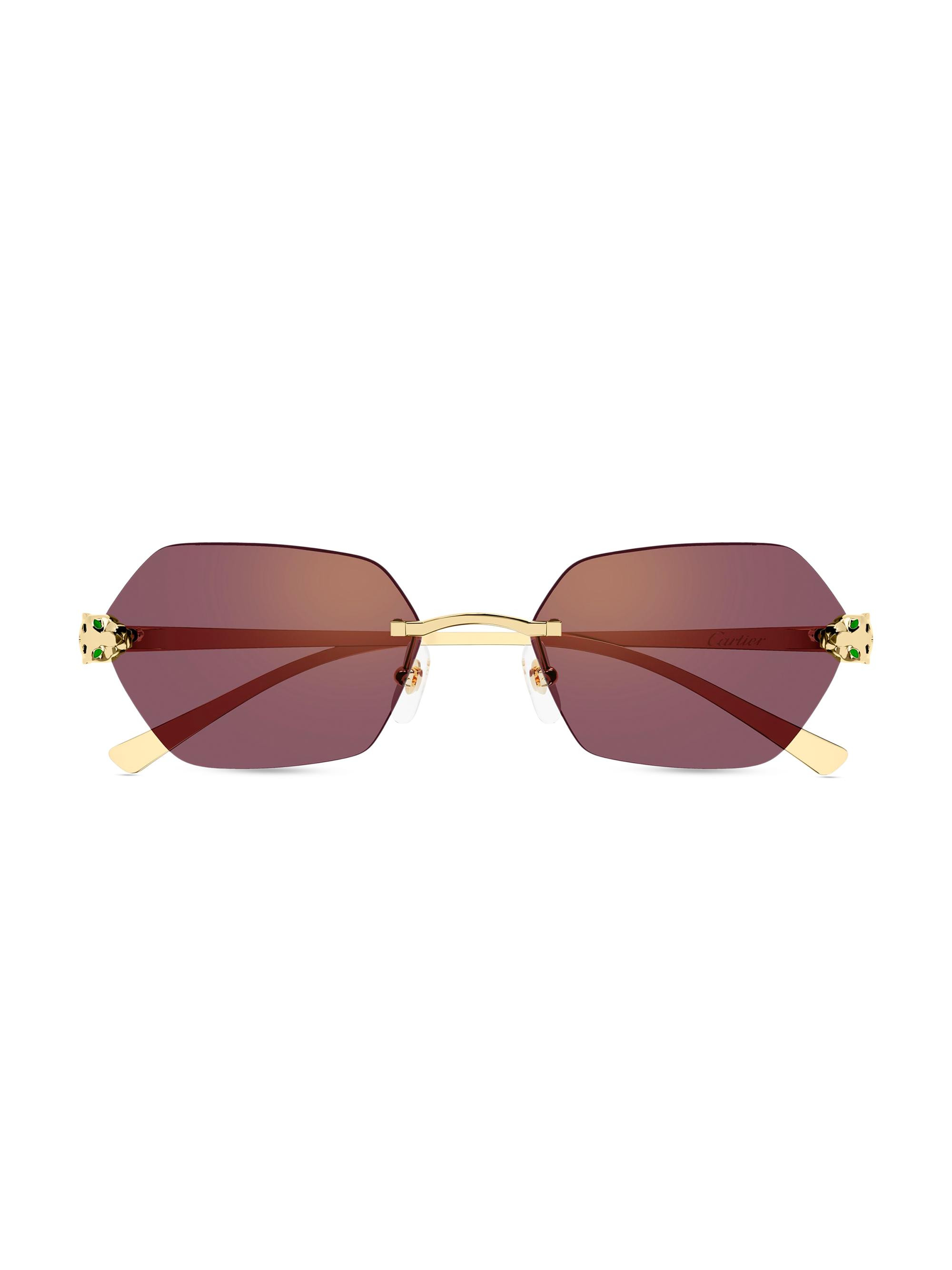 women's panthère classic 55mm 24k-gold-plated geometric sunglasses - gold purple