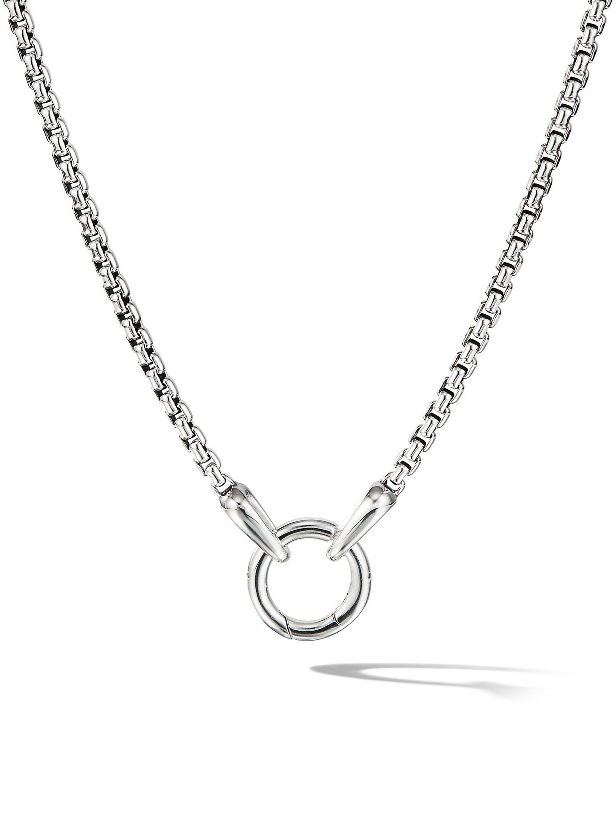 men's smooth amulet box chain necklace - sterling silver