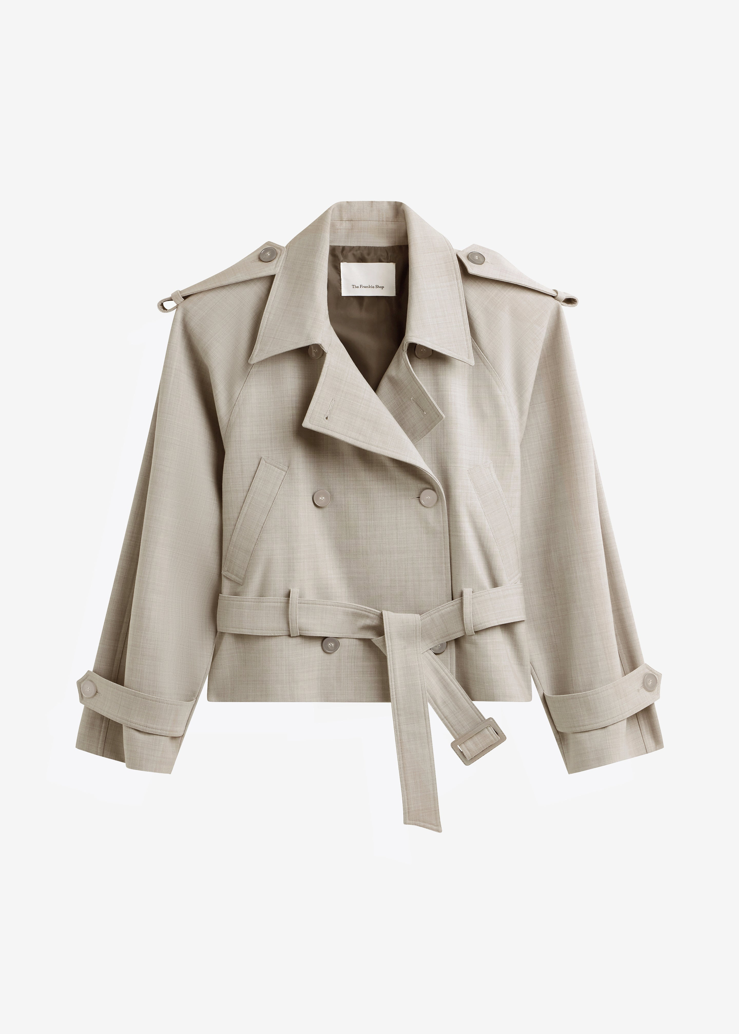stan cropped trench - beige melange