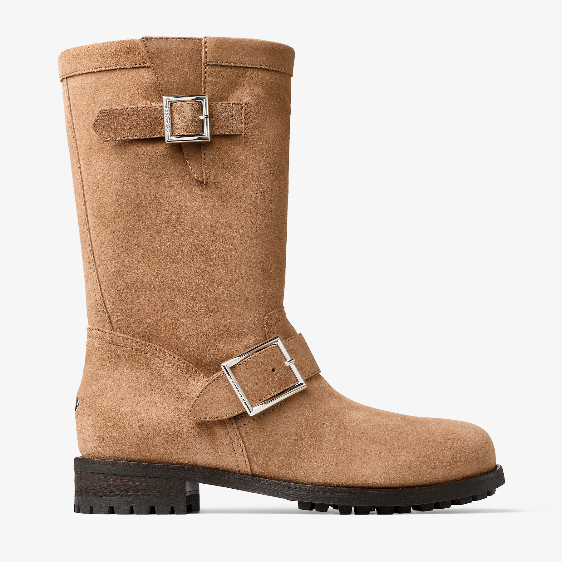 biker mid toffee velvet suede ankle boots