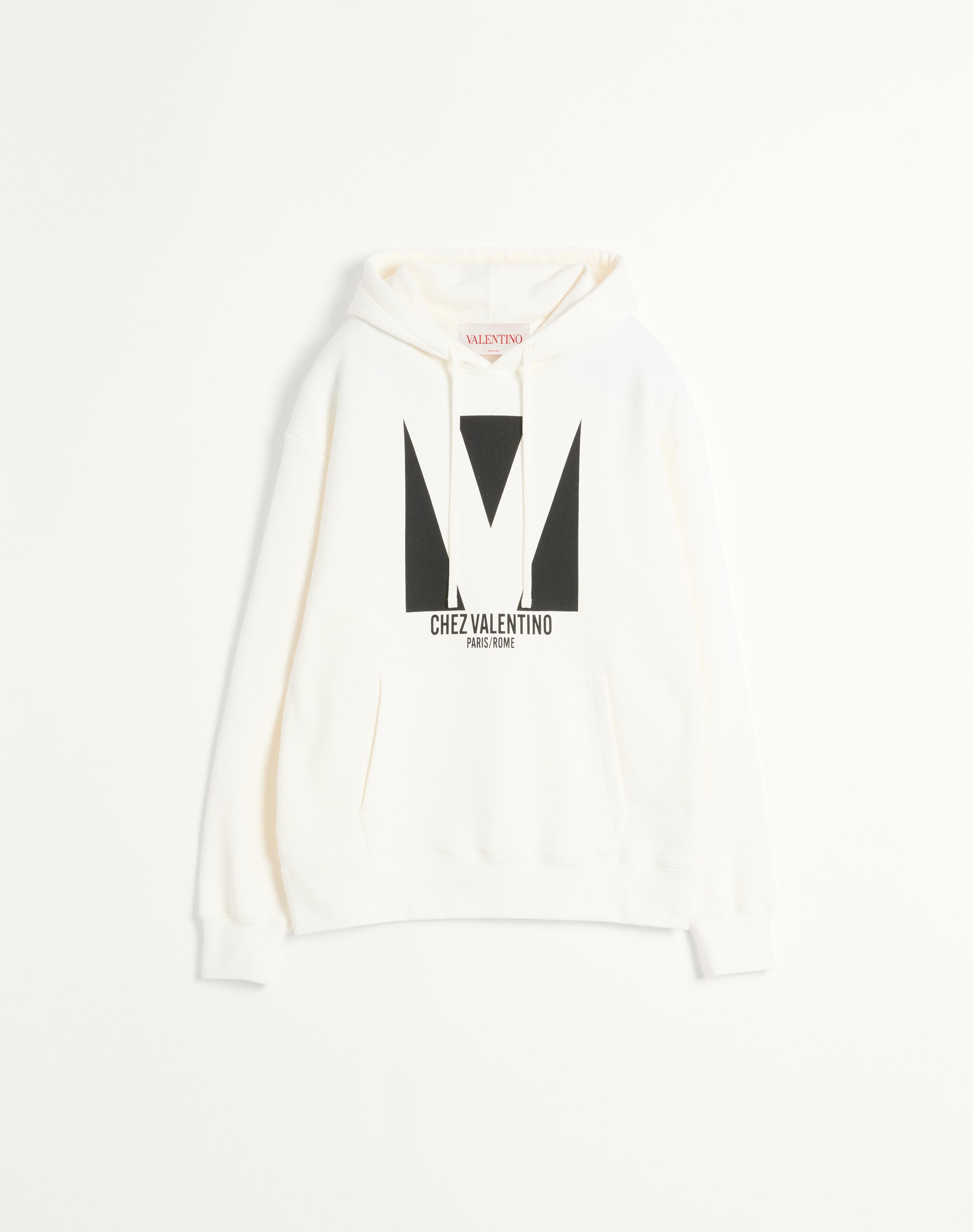 cotton hooded sweatshirt with chez valentino print