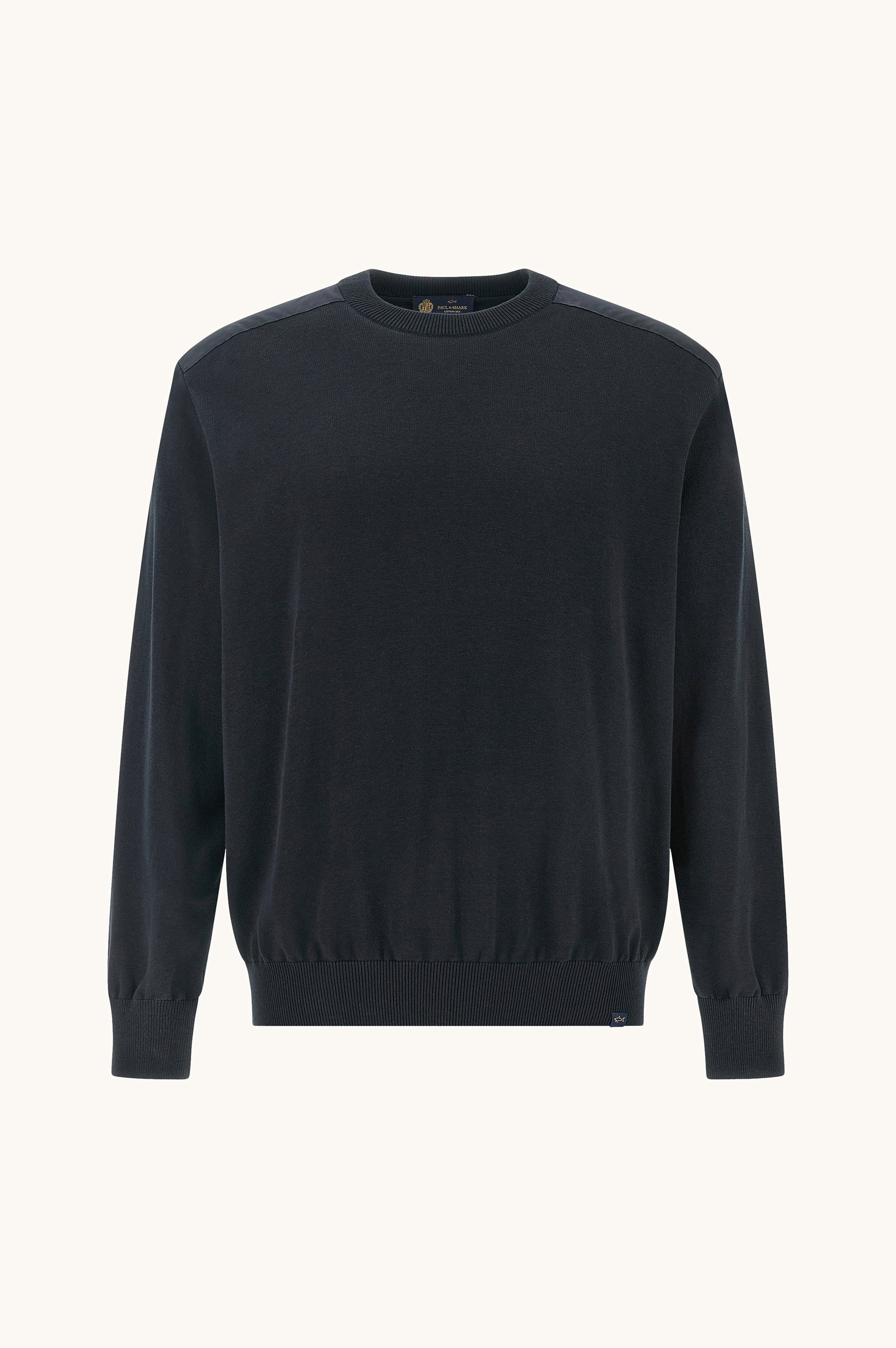 crew‑neck sweater in silk and cotton with wool and silk details