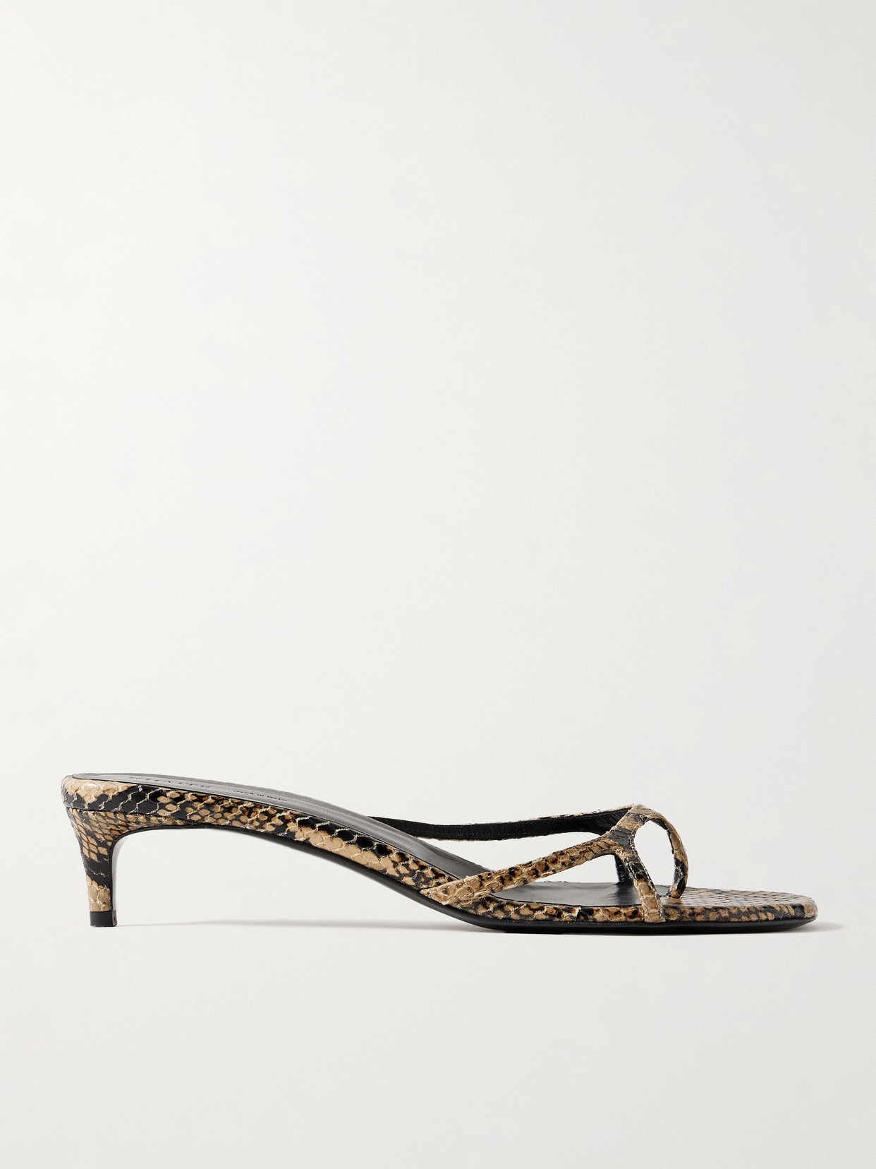 mila snake-effect leather mules