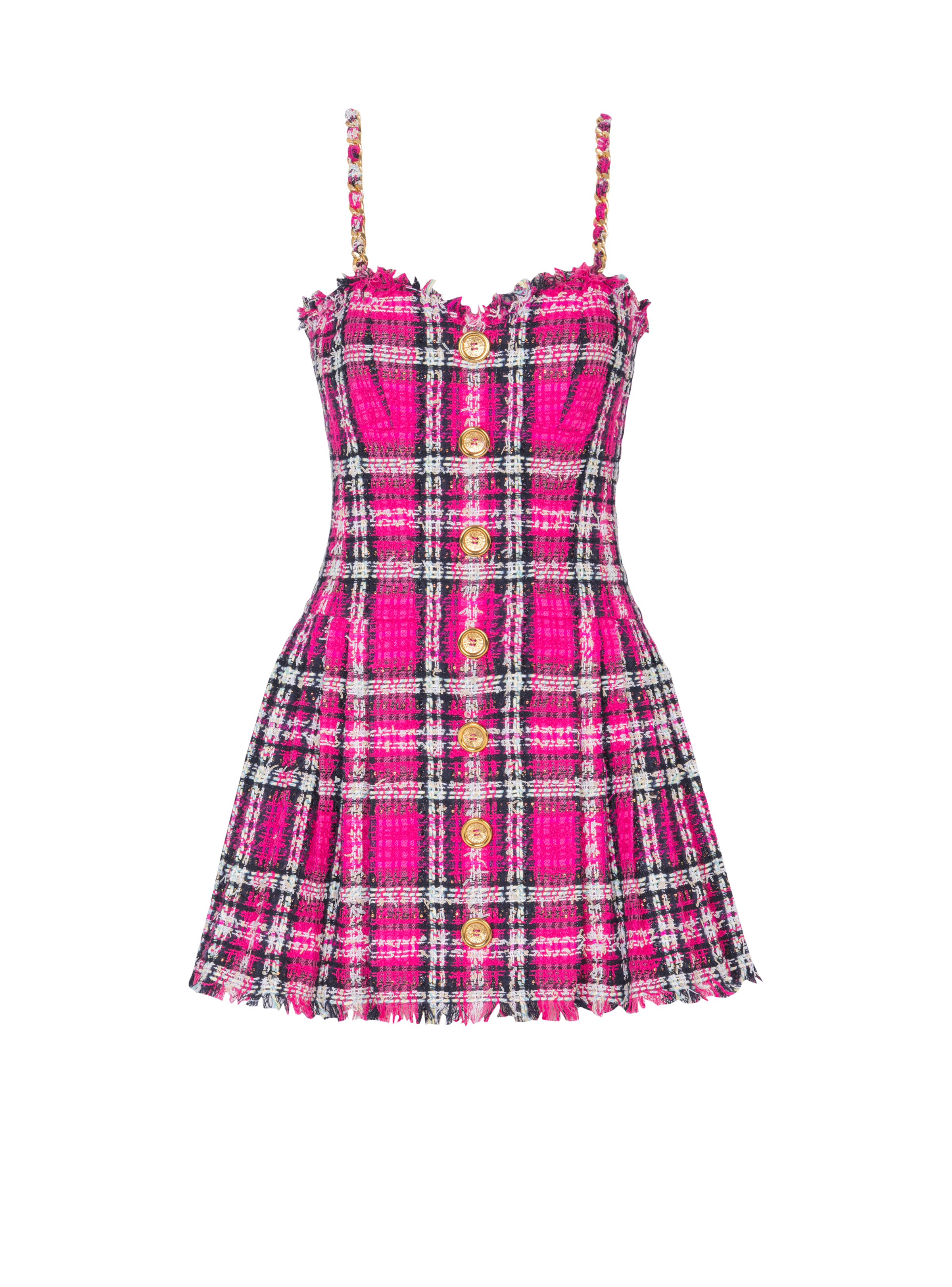 plaid dress with chain straps
