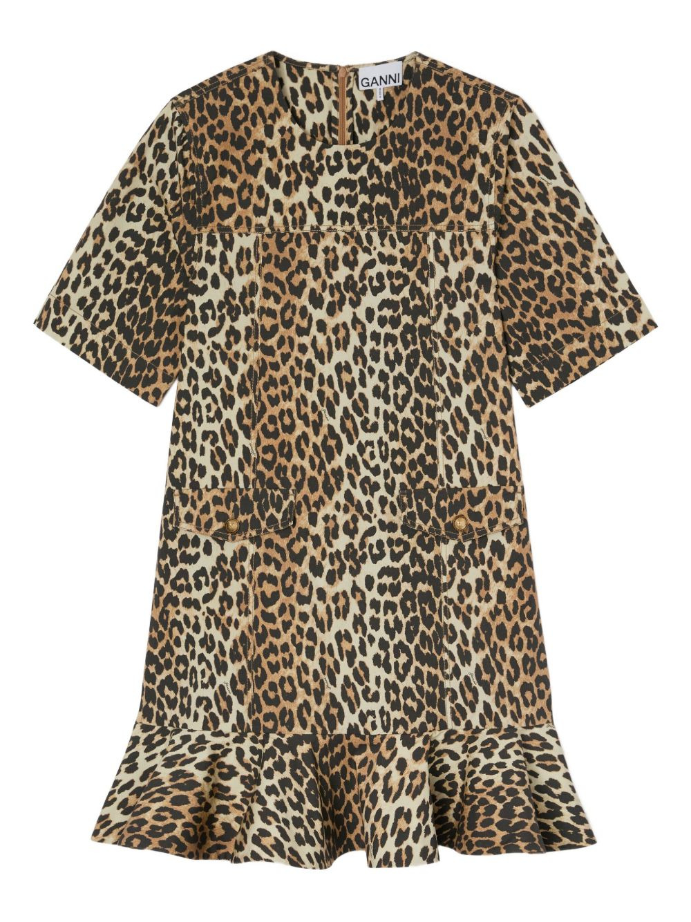 leopard-printed ruffled dress