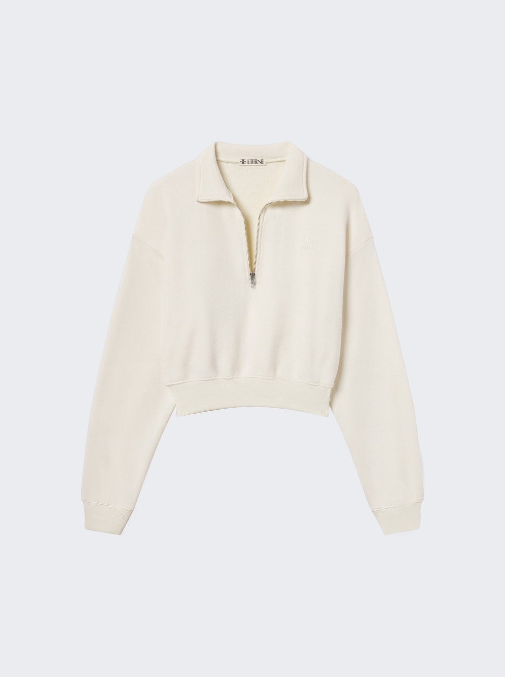 cropped half zip sweatshirt cream