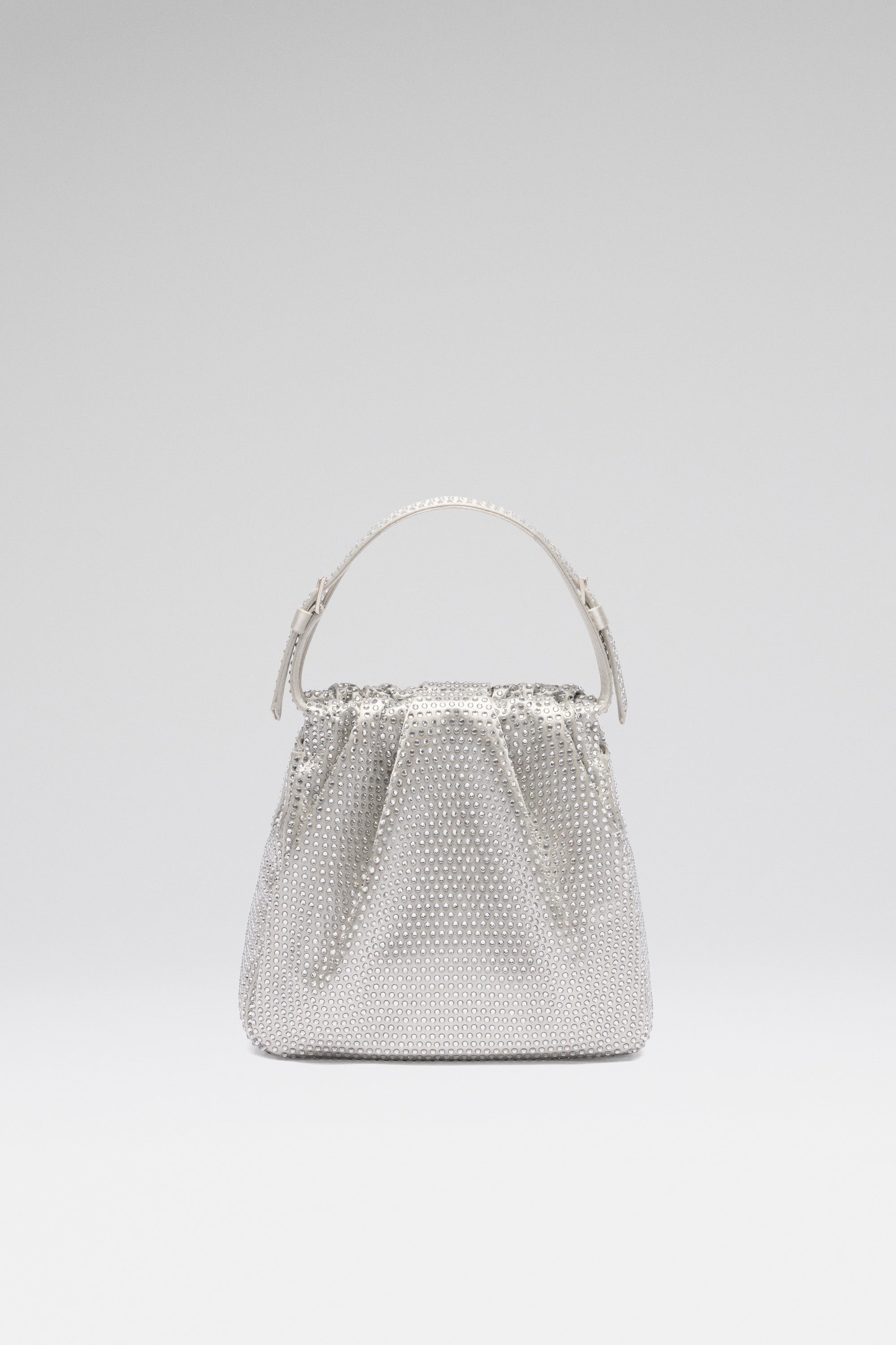 vittoria full crystal bag silver satin and white crystals