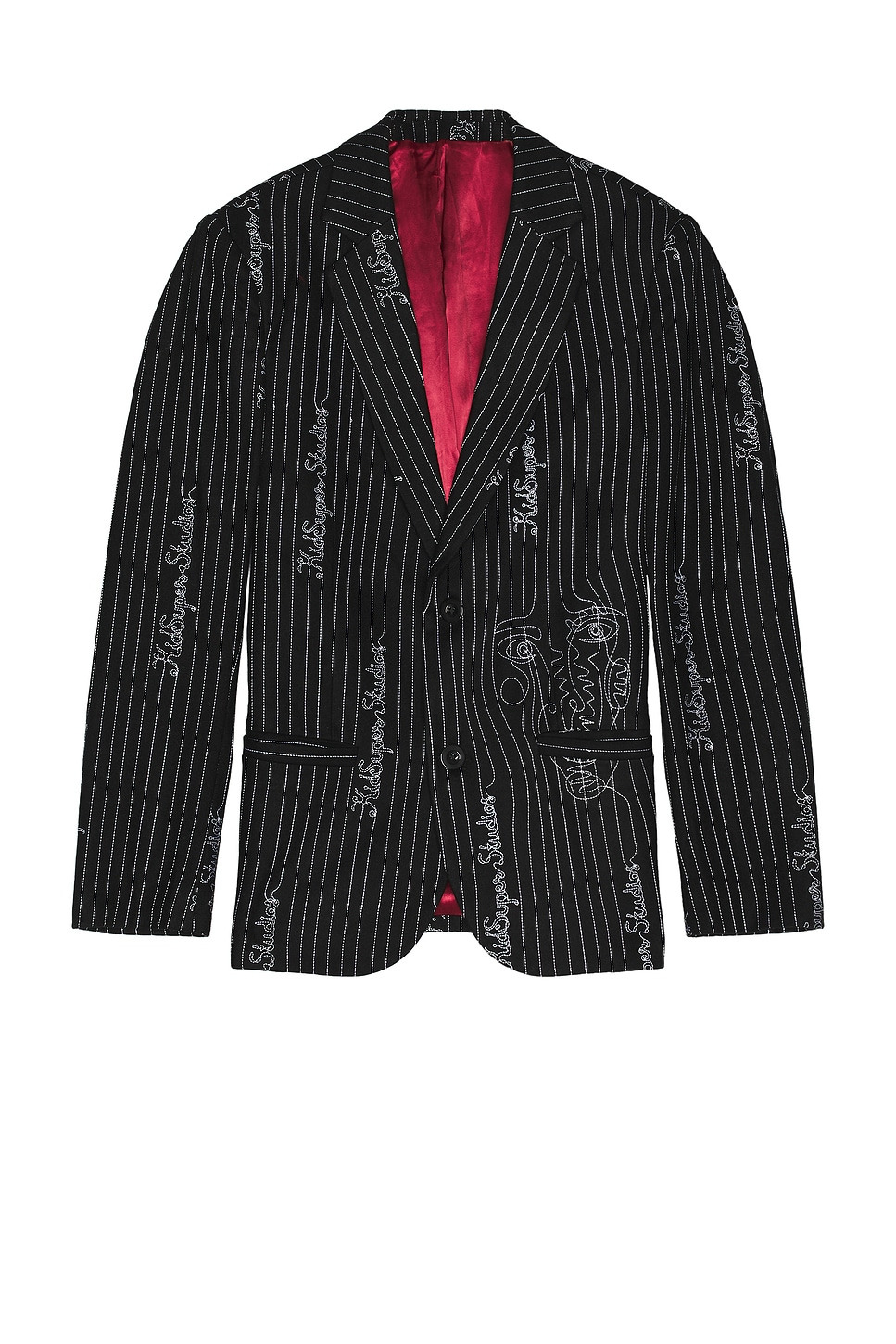 embroidered ks pinstripe suit top