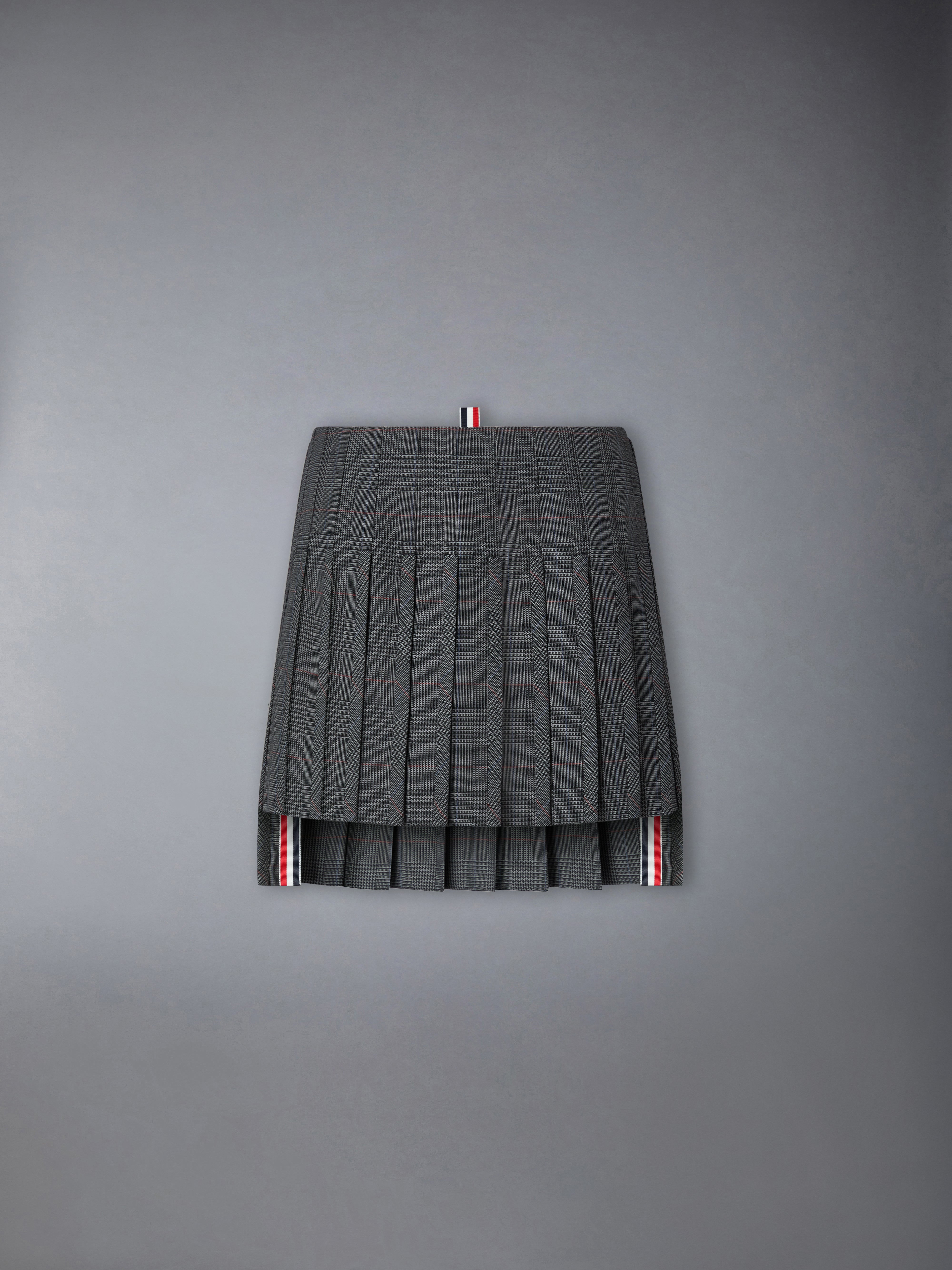 high twist wool low rise pleated mini skirt