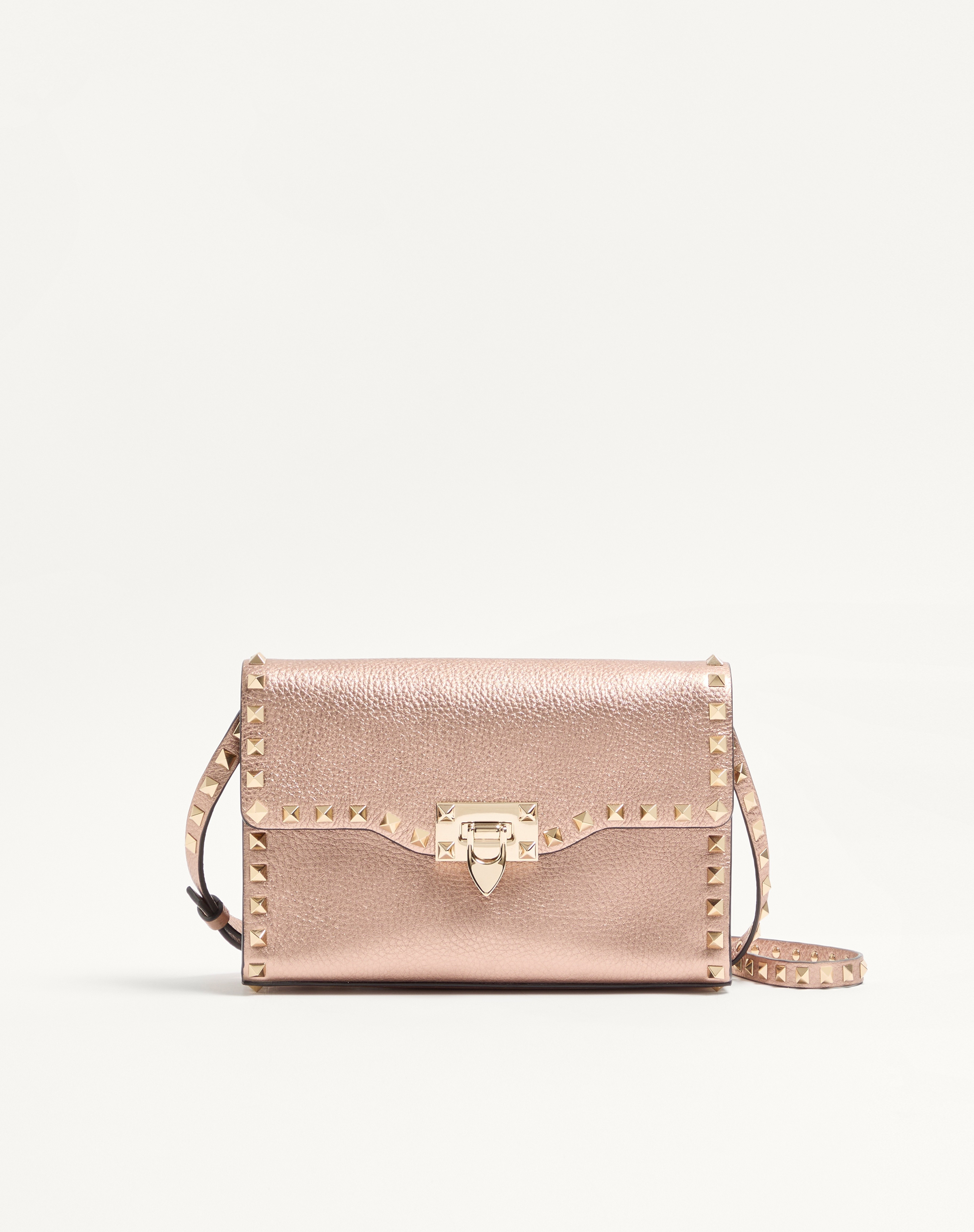 valentino garavani rockstud small crossbody bag in laminated grainy calfskin leather