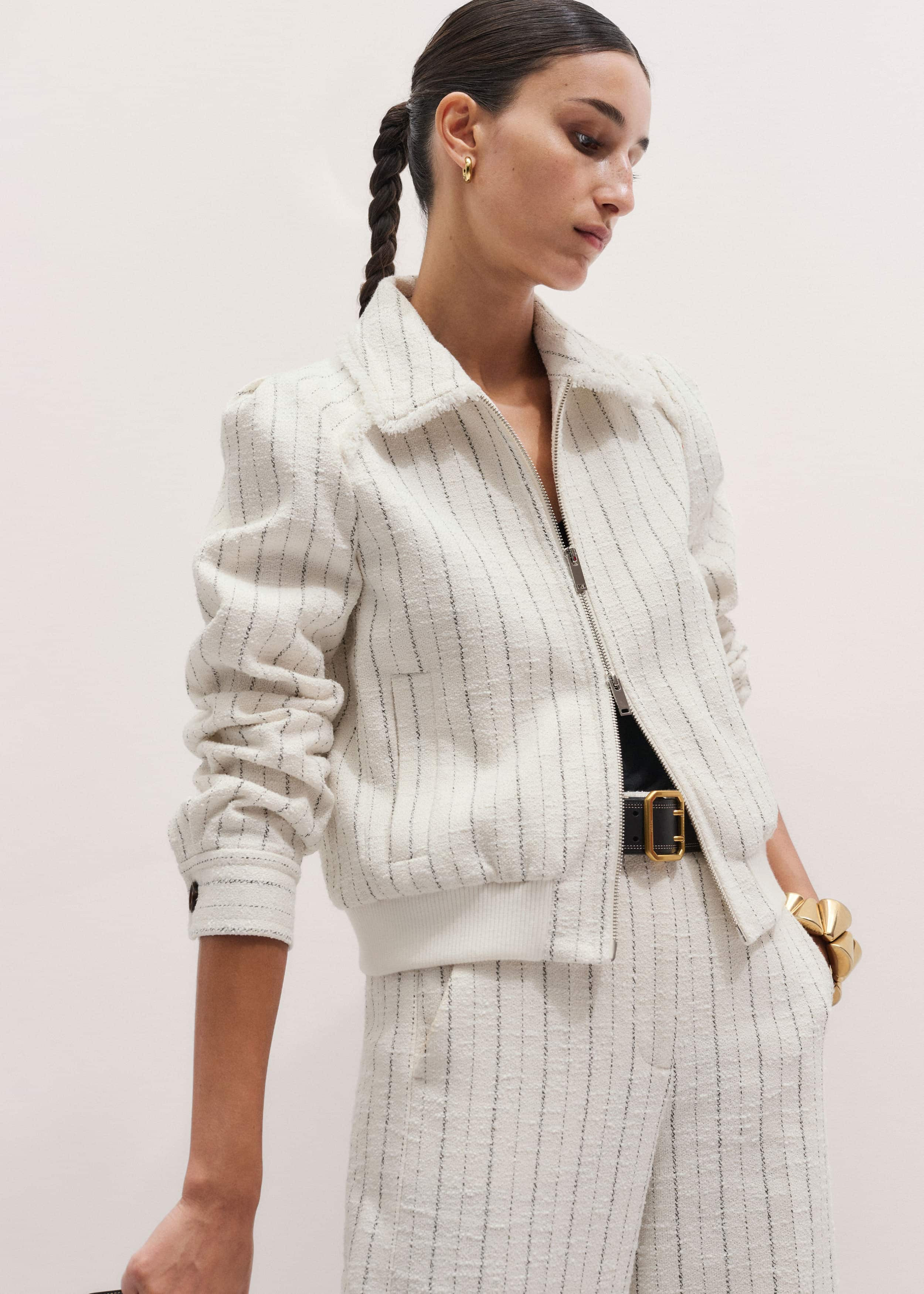 stripe bomber jacket
