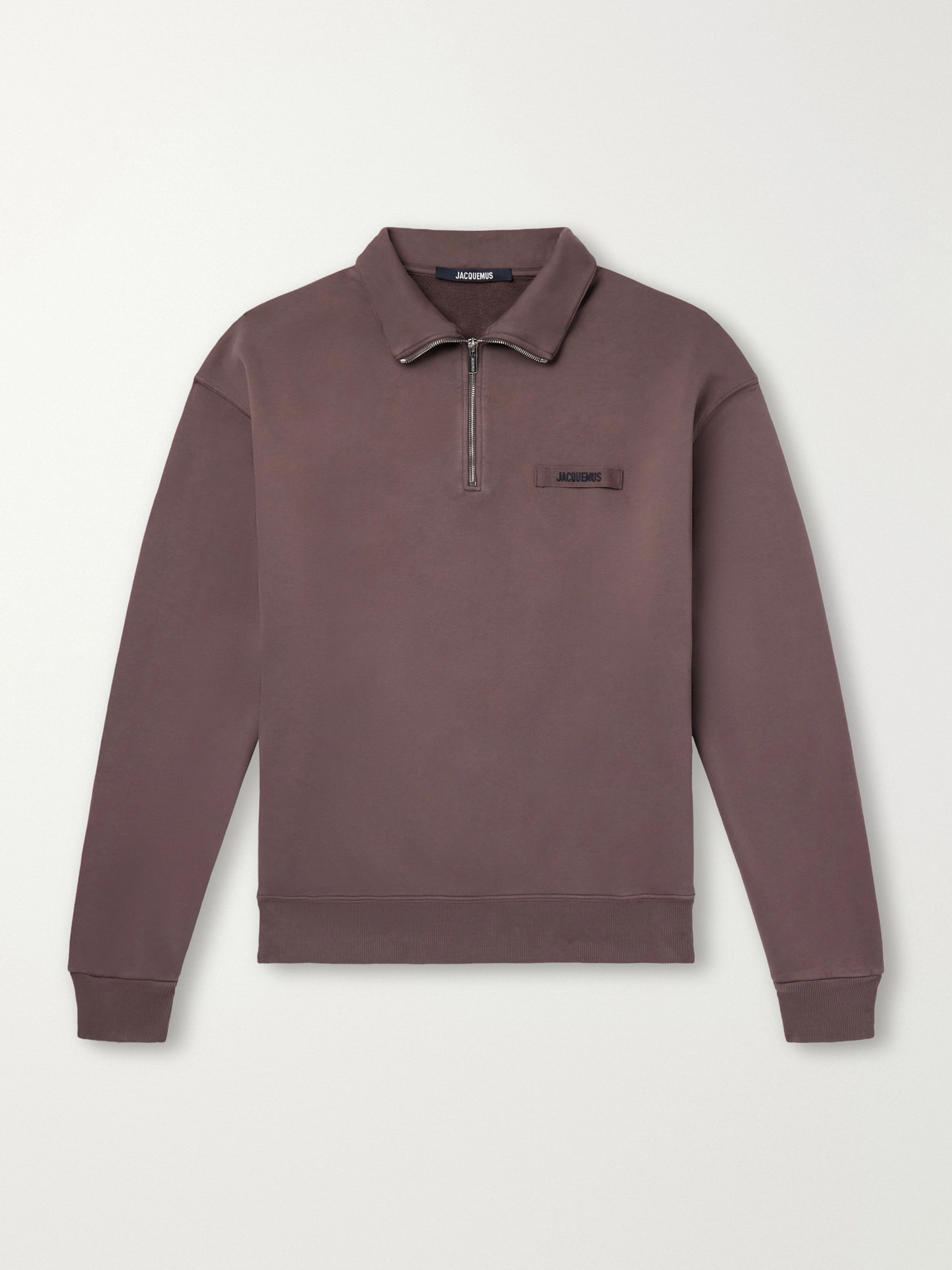 logo-appliquéd cotton-jersey half-zip sweatshirt