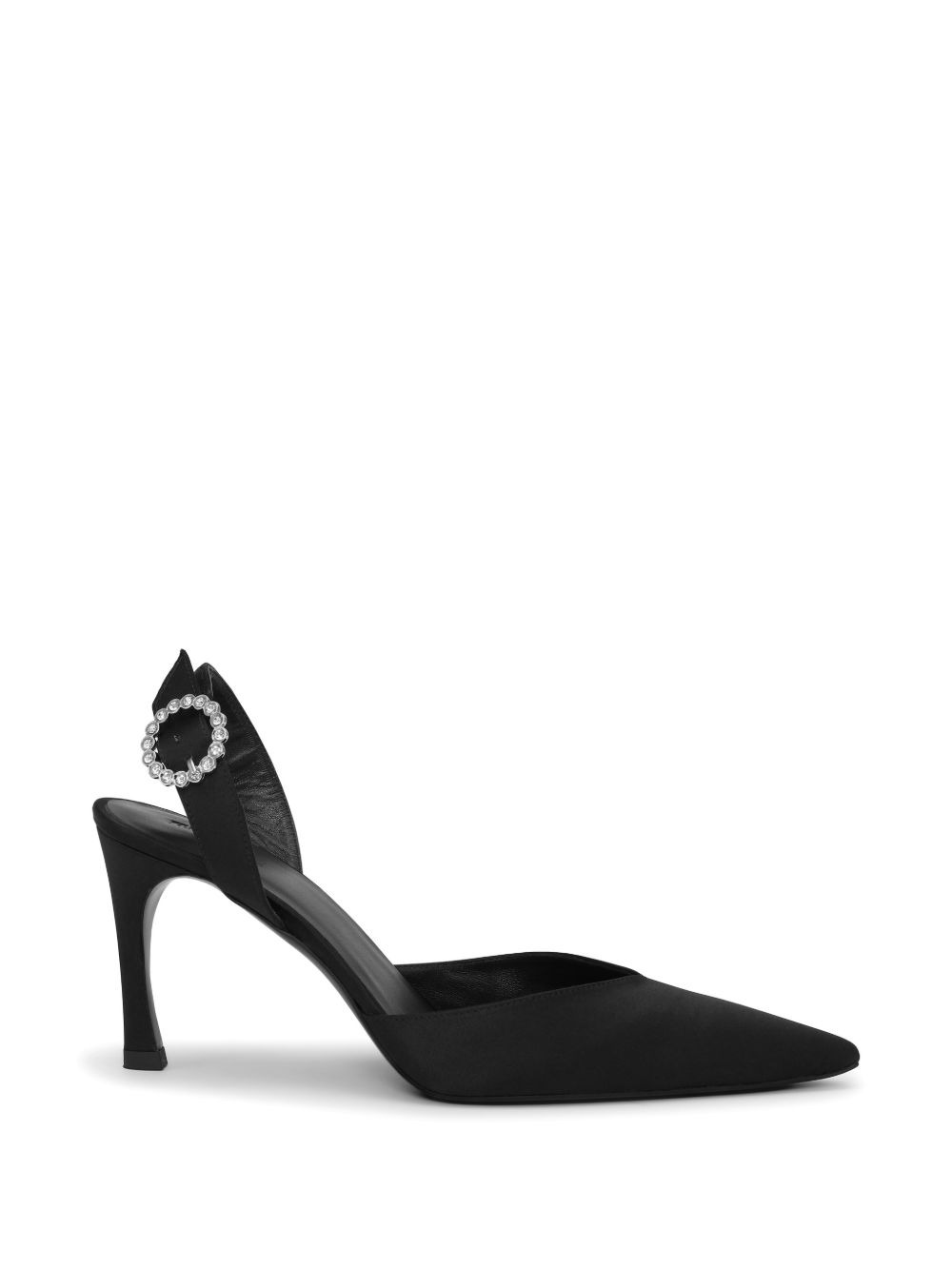 slingback high heel satin pumps