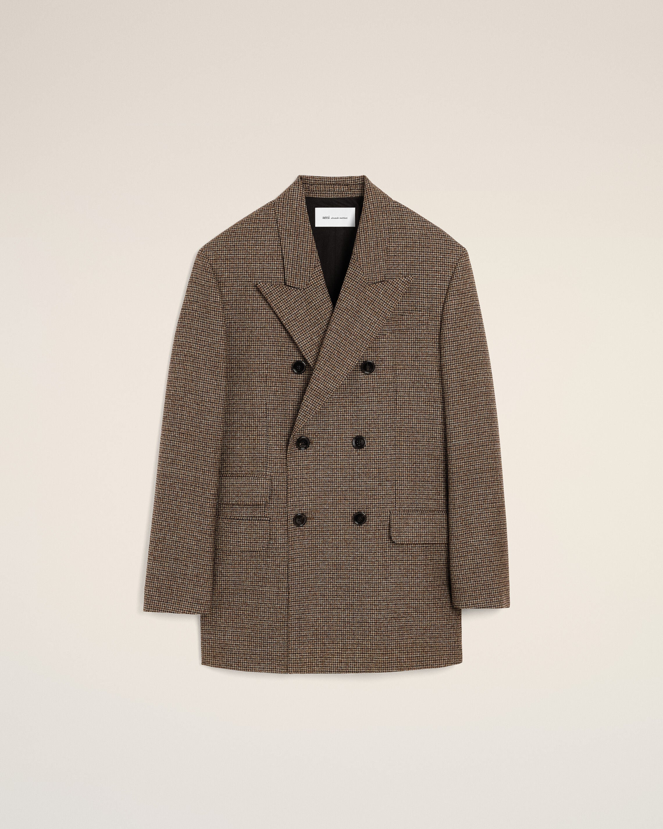 brown double breasted houndstooth wool blazer