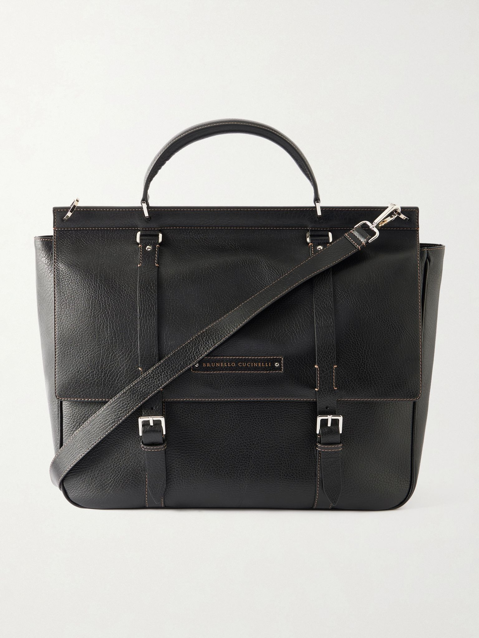 full-grain leather weekend bag black
