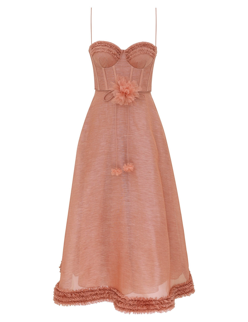 luna ruffle midi dress