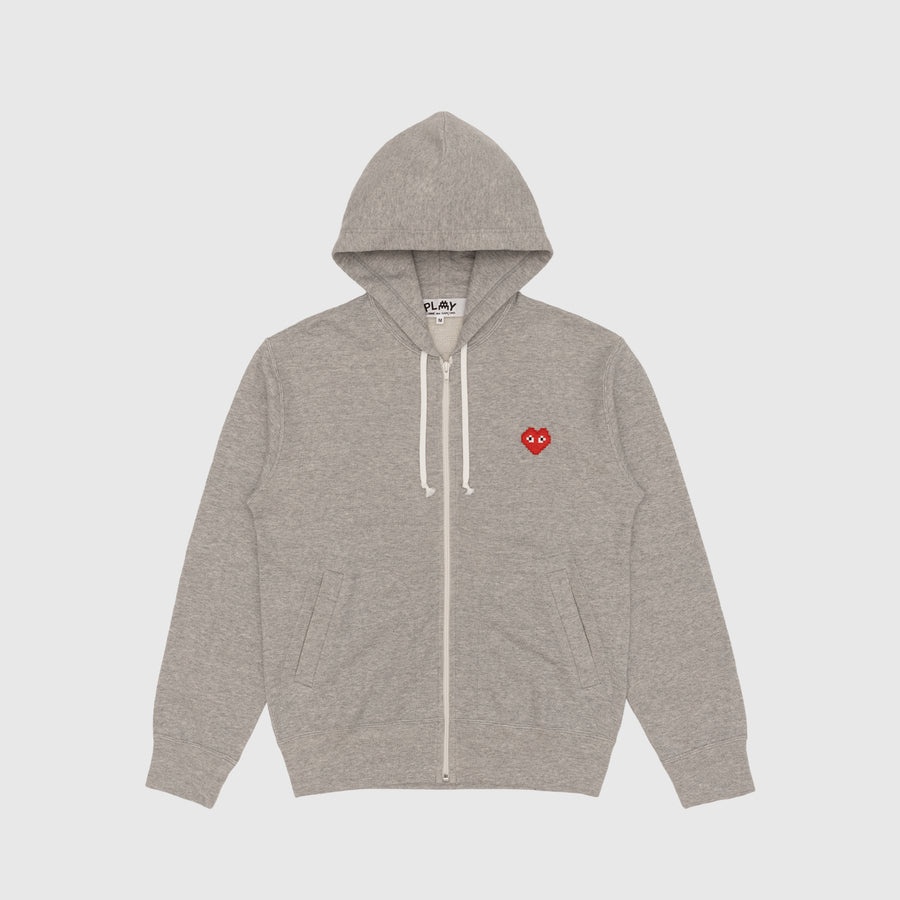 pixelated red heart full zip hoody x invader