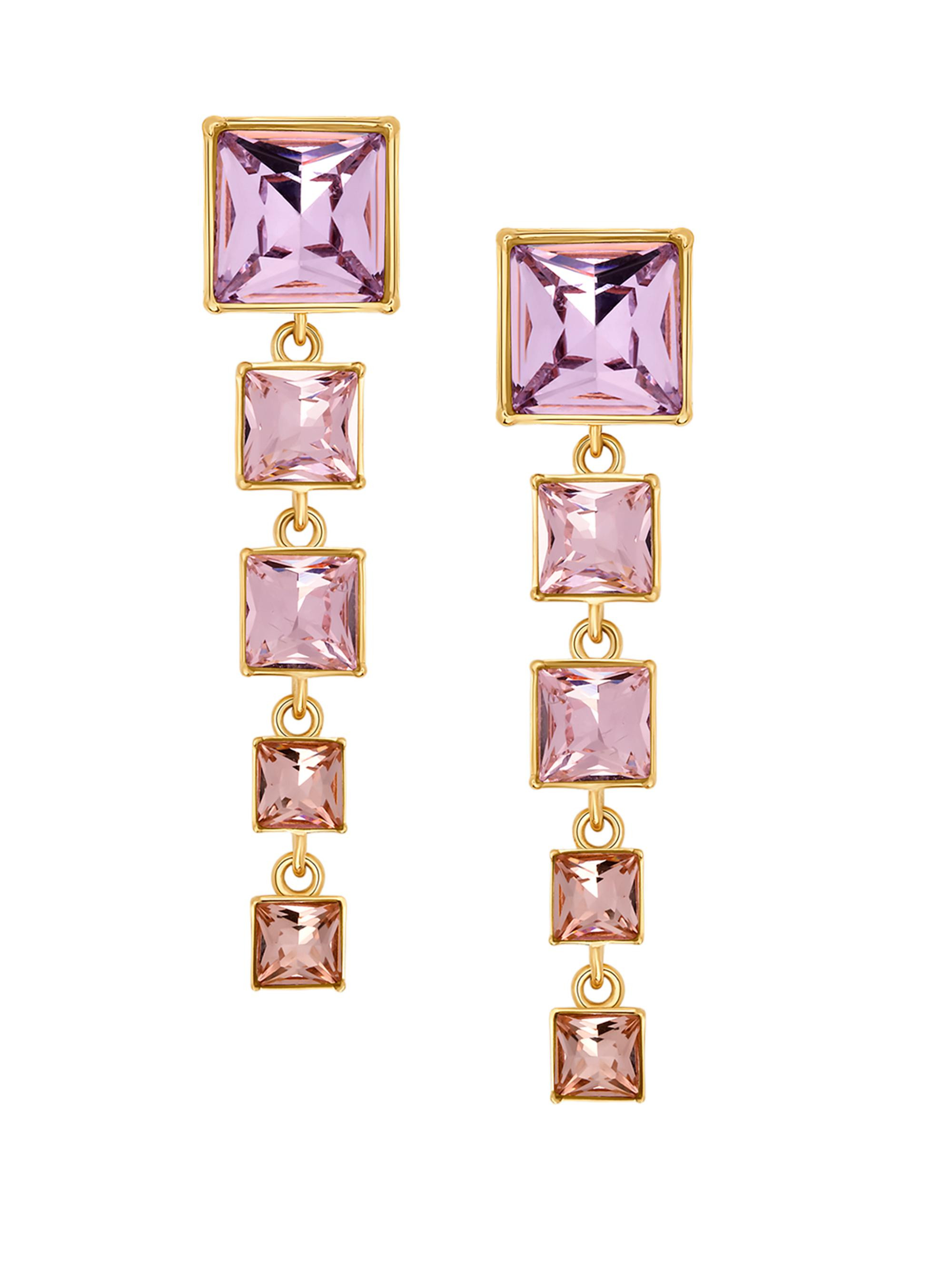 women's 24k-gold-plated & glass crystal drop earrings - violet