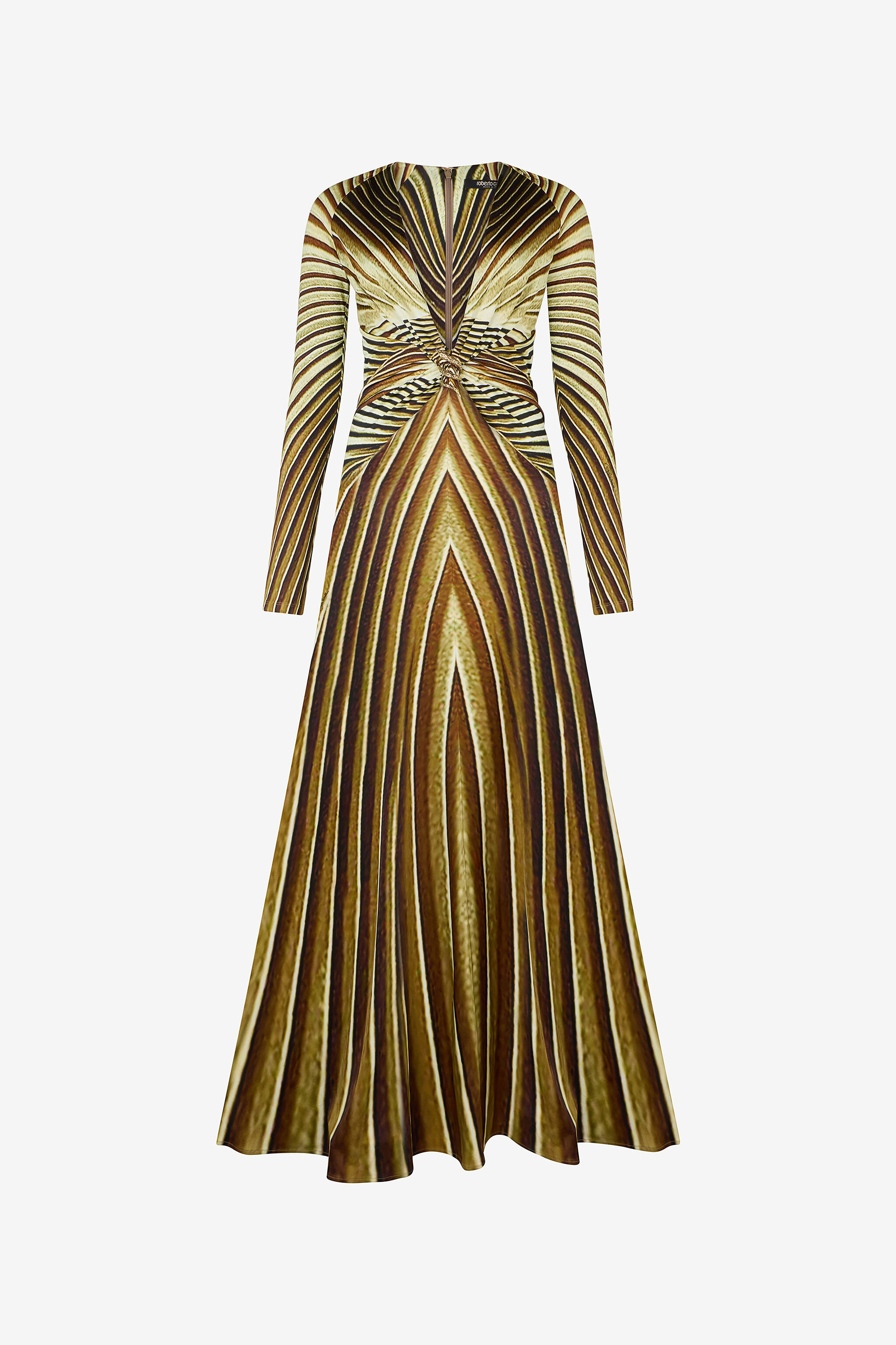 extra-long dress with ray of gold print