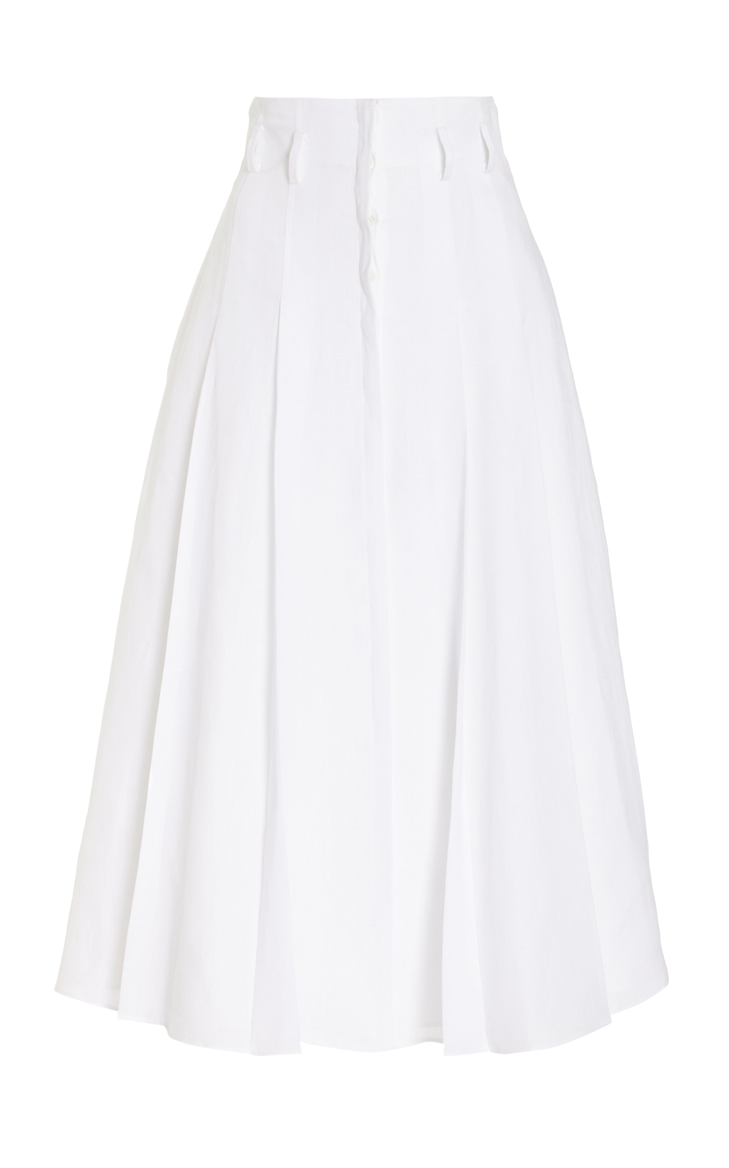 dugald pleated skirt in white aloe linen