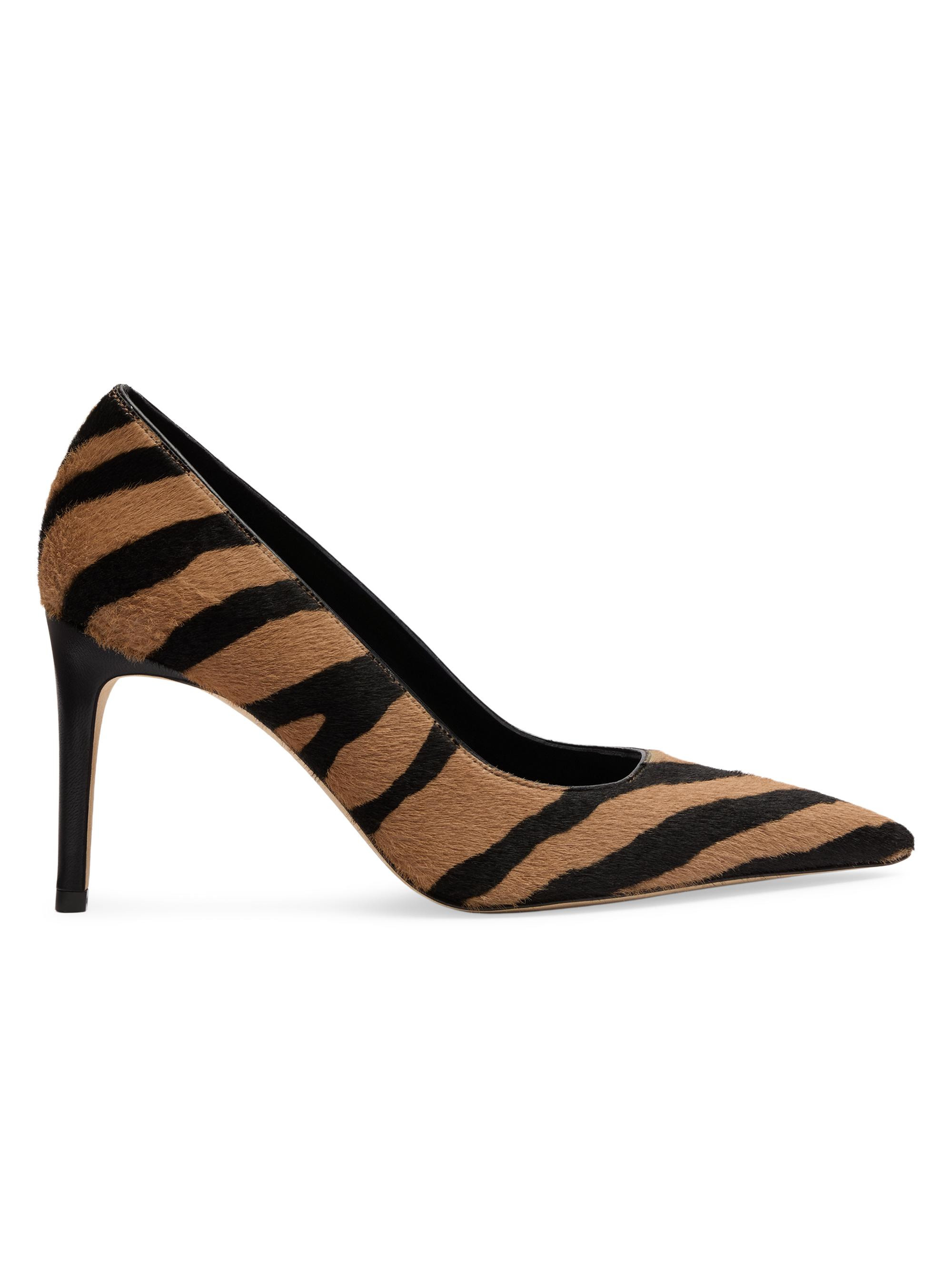 women's power 85mm zebra-print calf hair pumps - new camel shadow