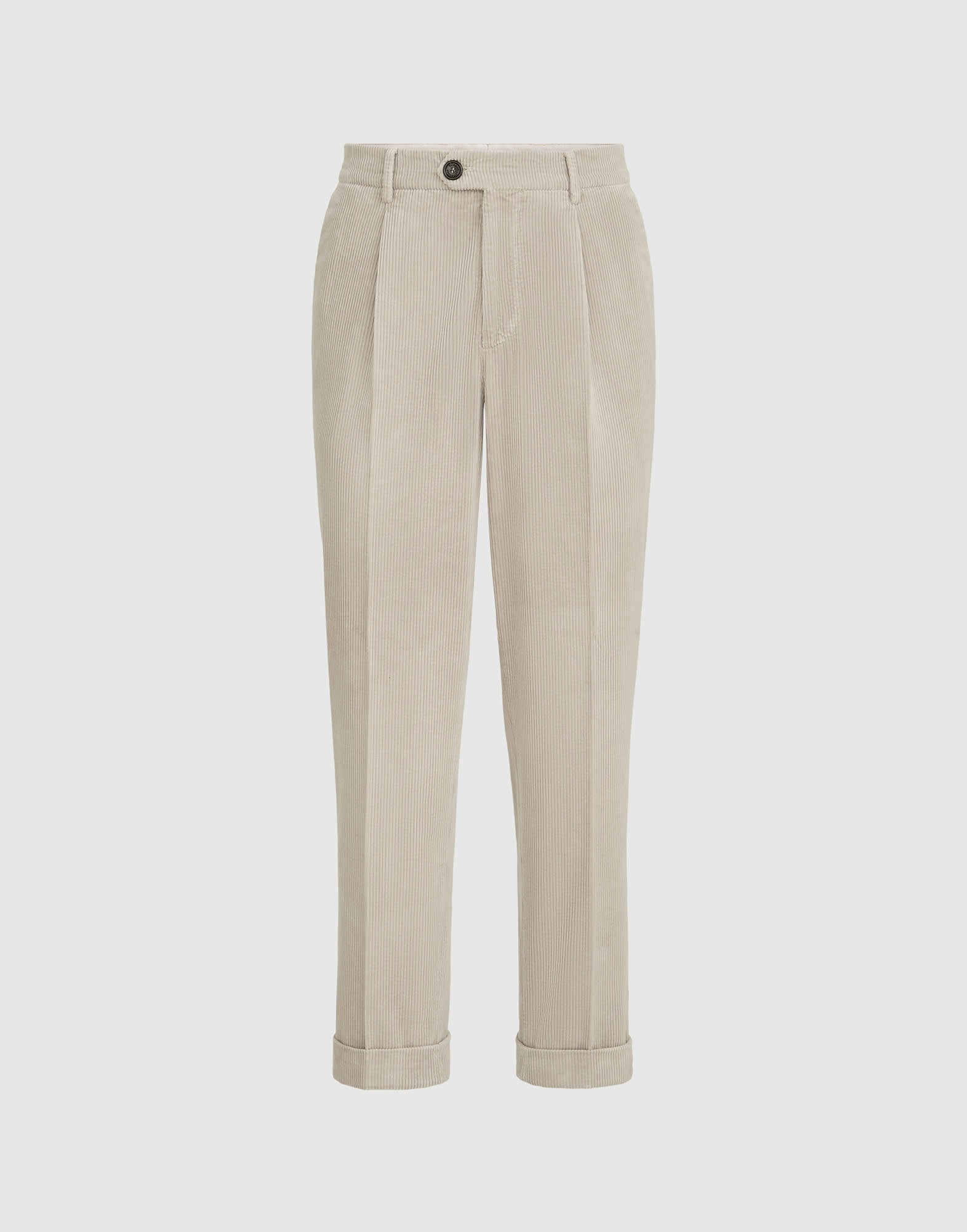 garment-dyed trousers in cotton corduroy with pleat