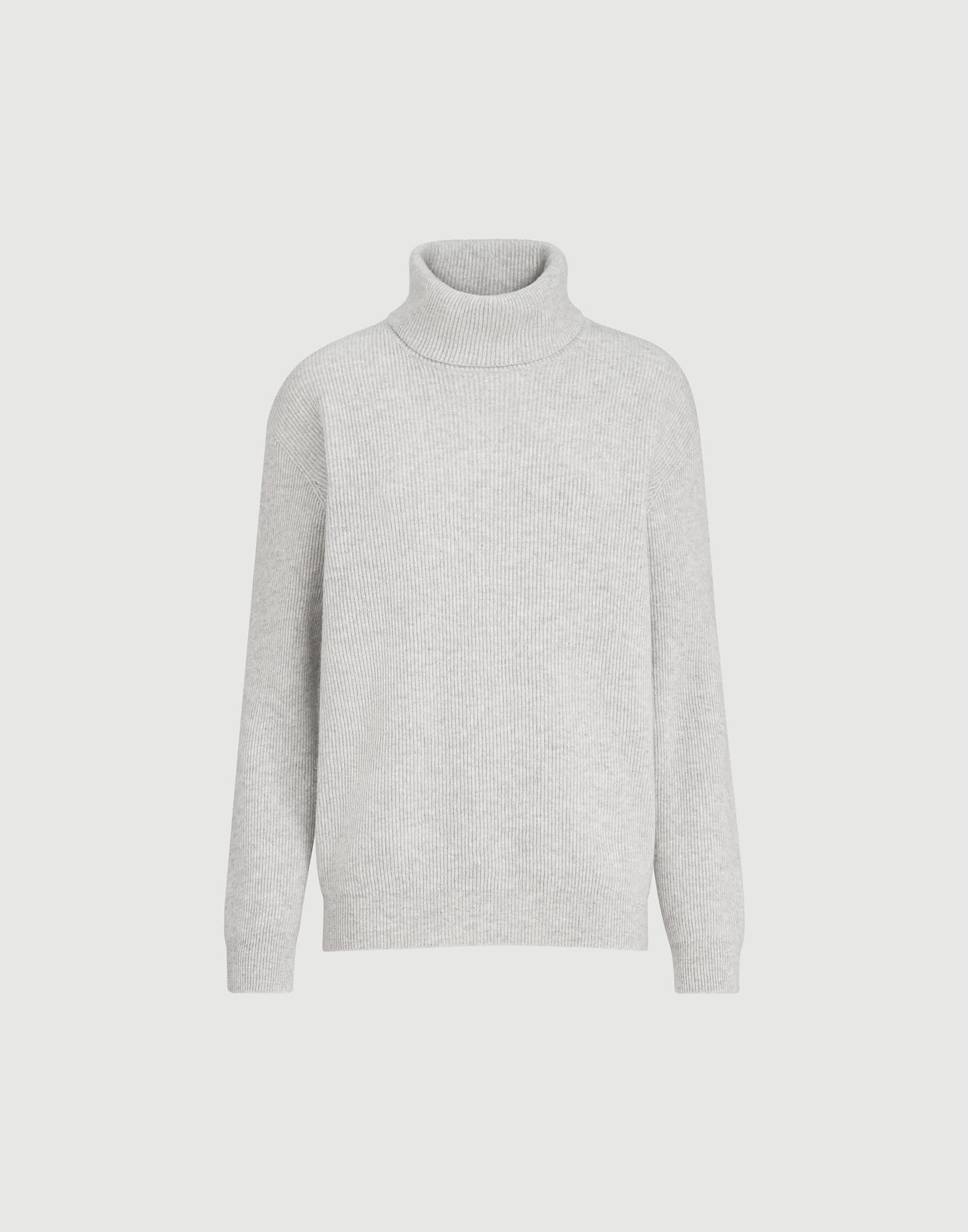 cashmere english rib turtleneck sweater with monili